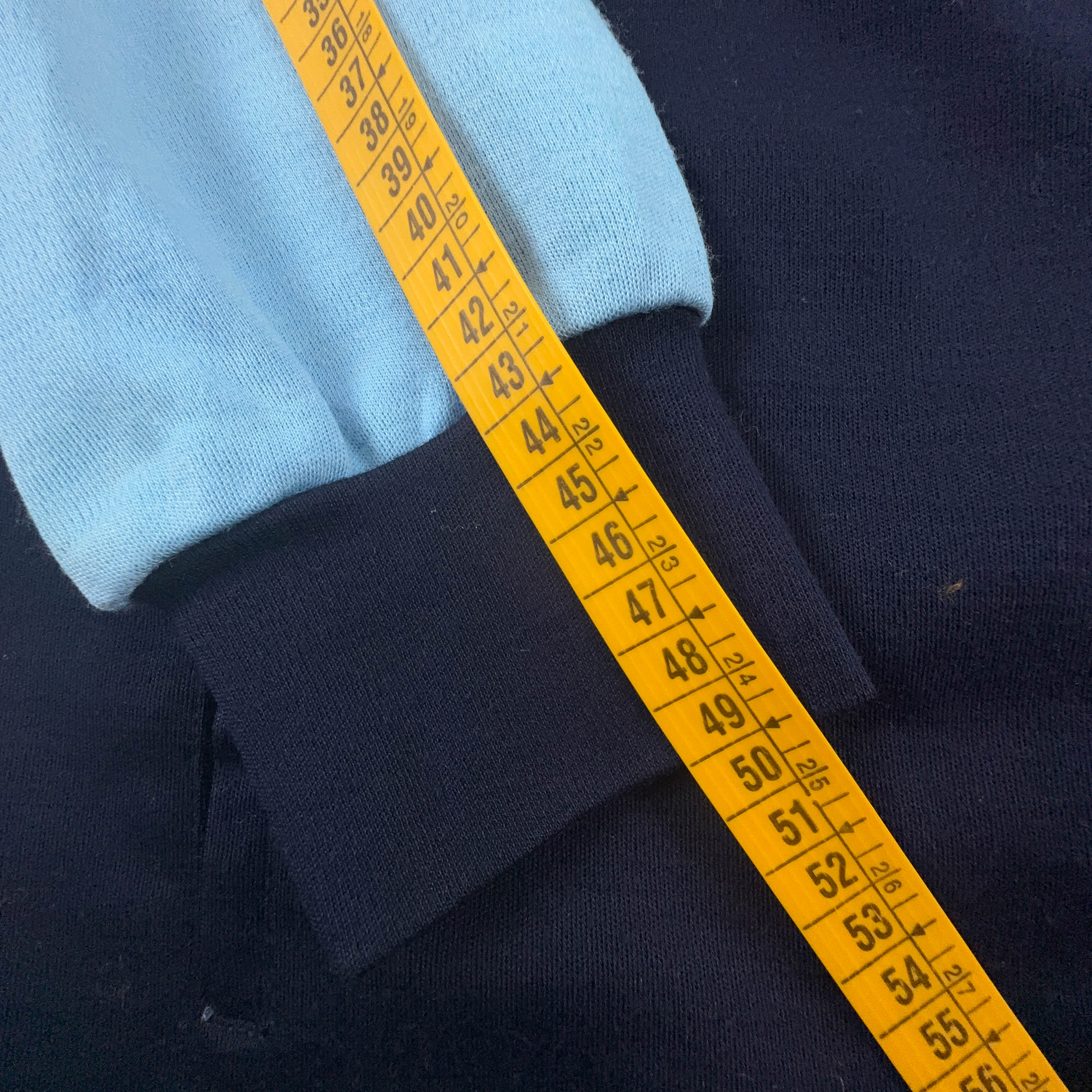 Felpa Ellesse Vintage blu e azzurra con zip 30% lana anni 90 - Taglia 46 uomo