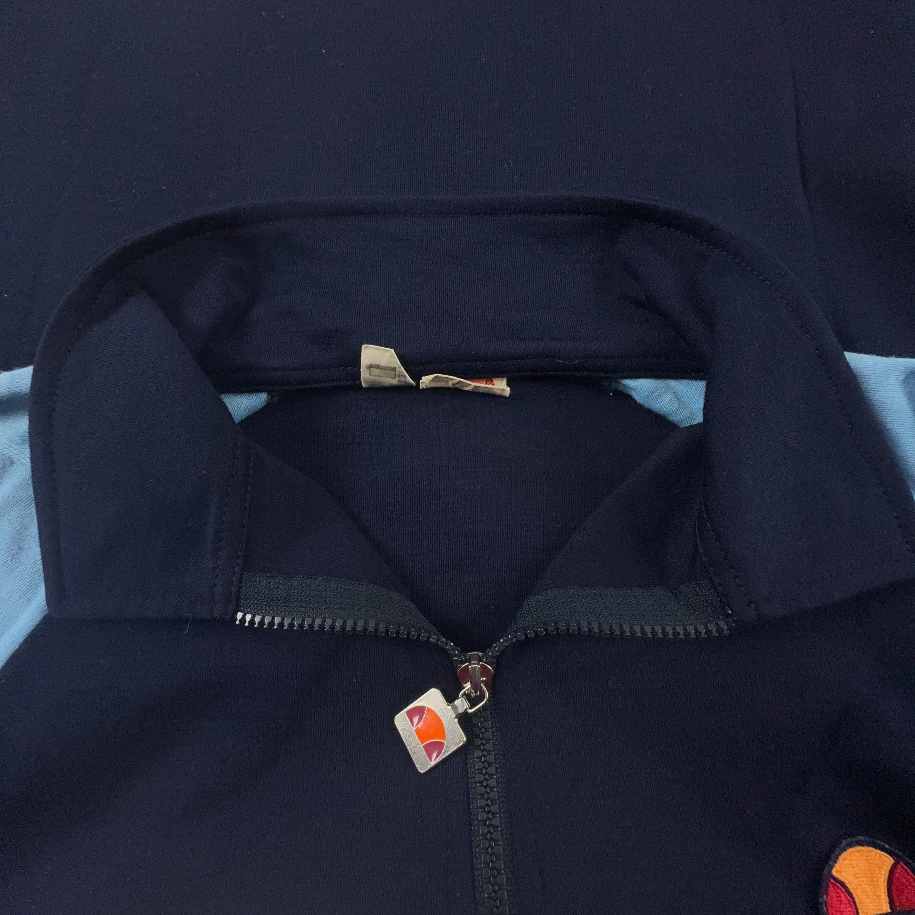 Felpa Ellesse Vintage blu e azzurra con zip 30% lana anni 90 - Taglia 46 uomo