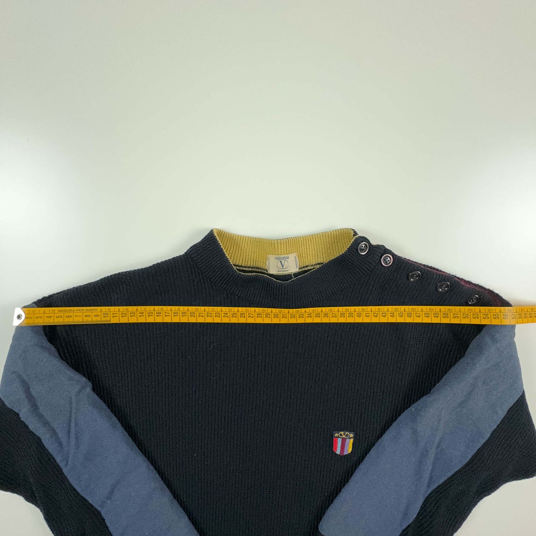 Maglione Valentino Vintage blu scuro misto lana a girocollo - Taglia M uomo