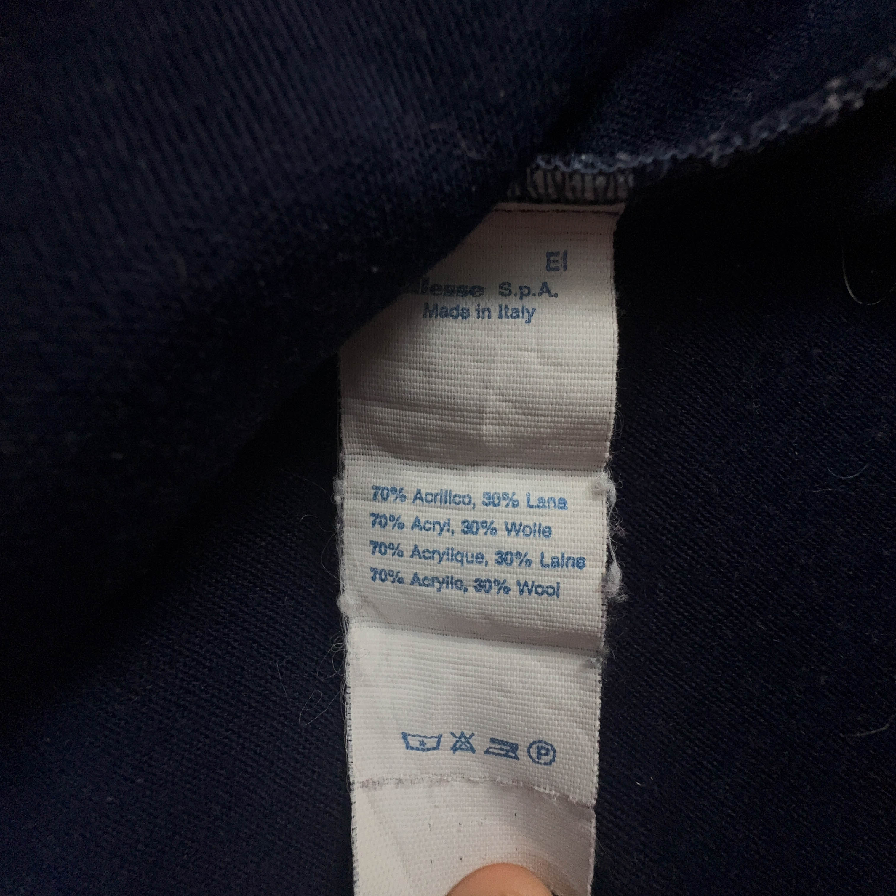 Felpa Ellesse Vintage blu e azzurra con zip 30% lana anni 90 - Taglia 46 uomo