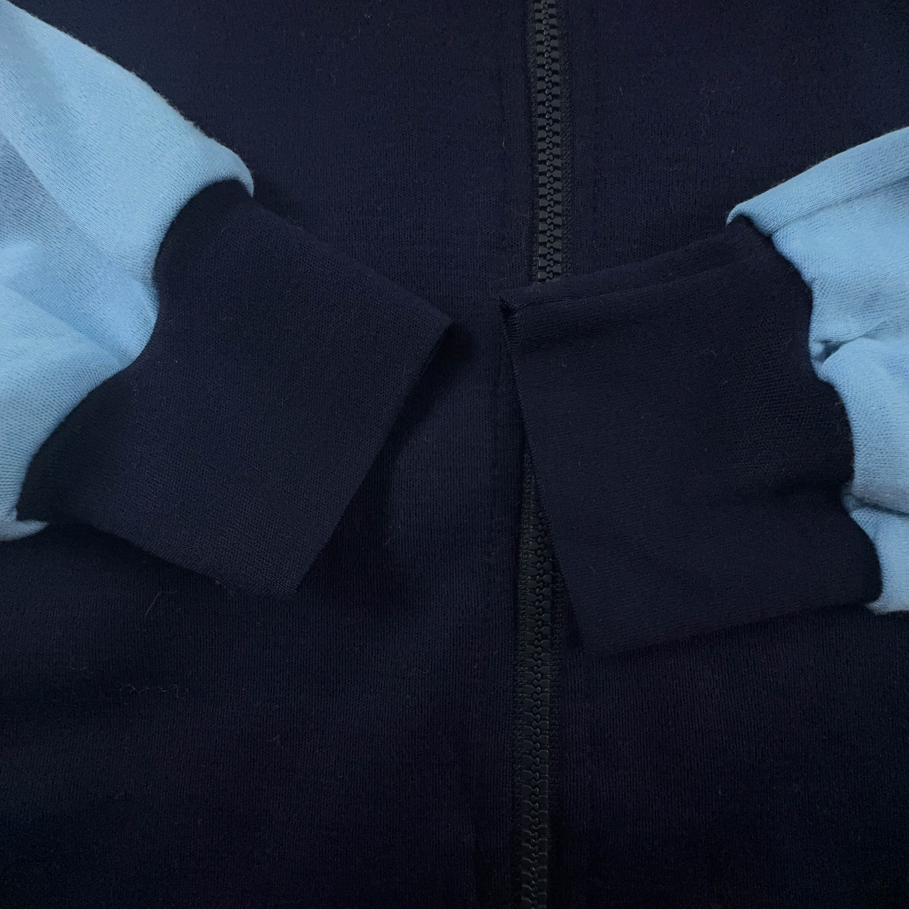 Felpa Ellesse Vintage blu e azzurra con zip 30% lana anni 90 - Taglia 46 uomo