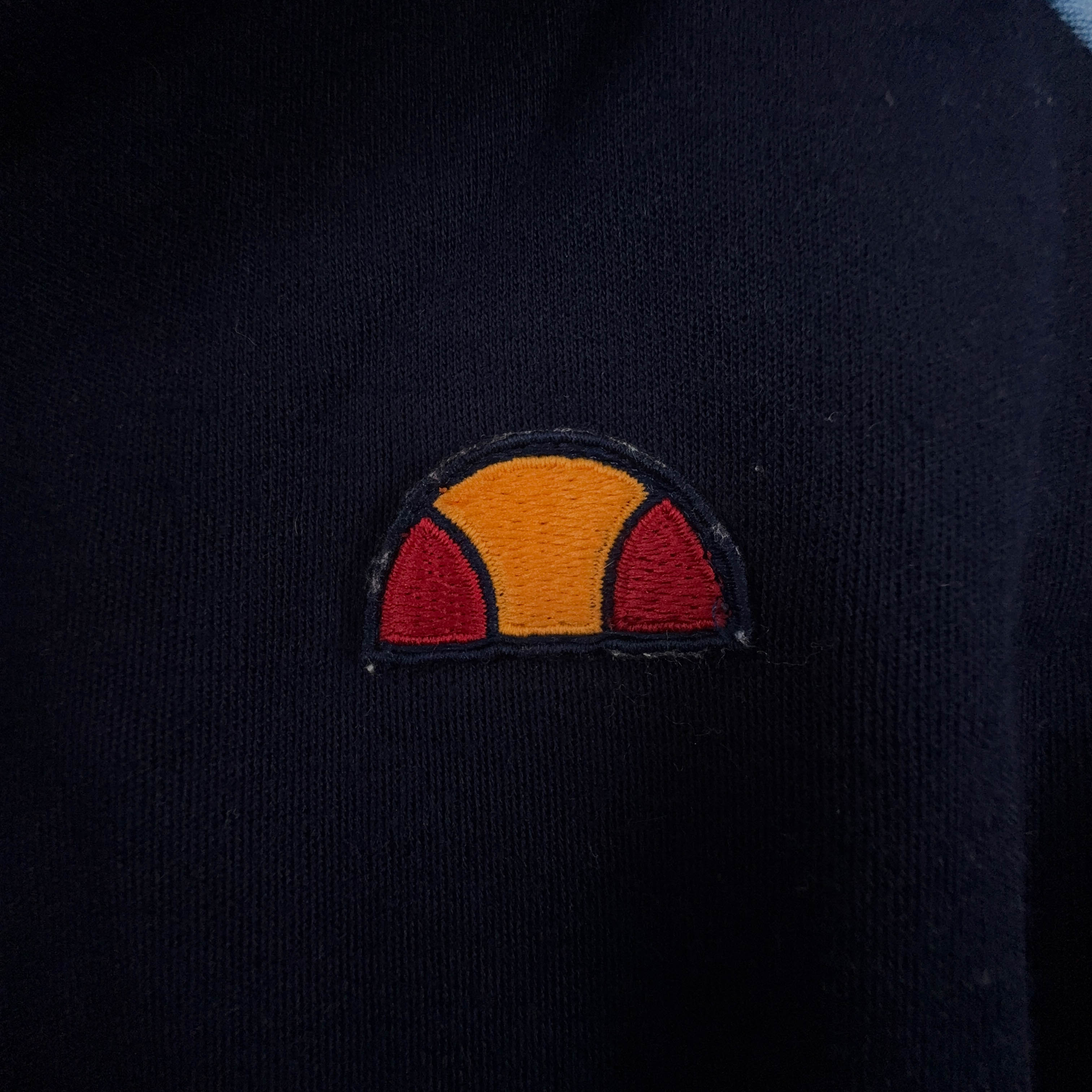 Felpa Ellesse Vintage blu e azzurra con zip 30% lana anni 90 - Taglia 46 uomo