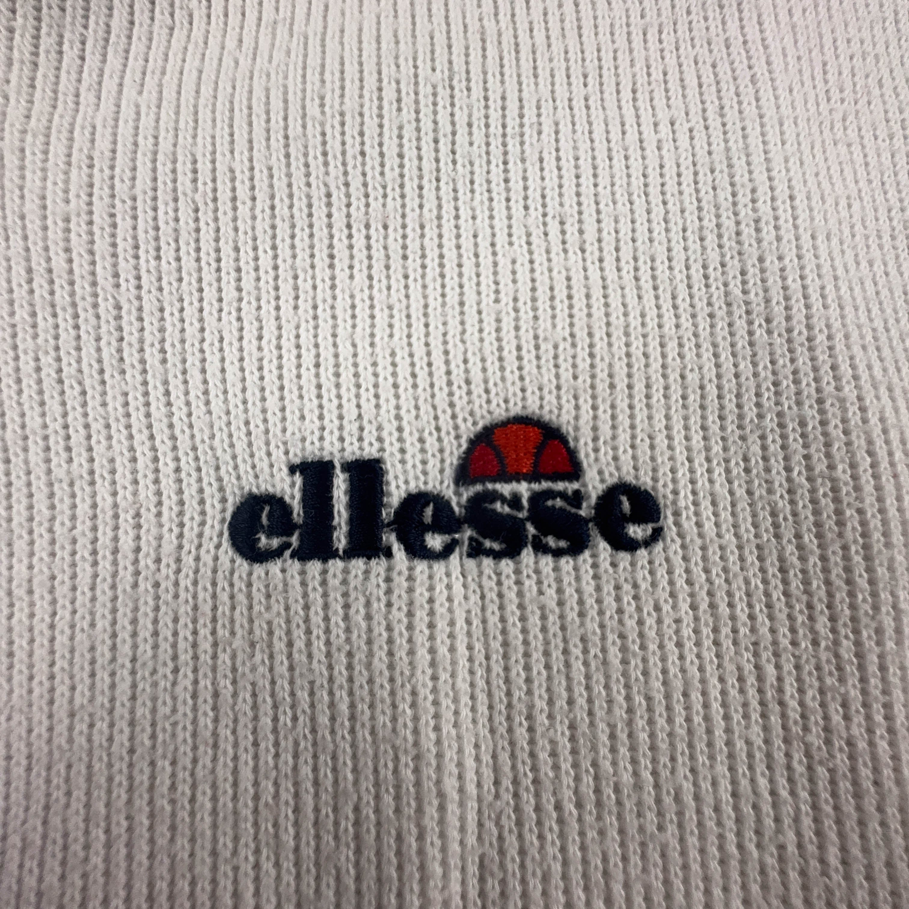 Felpa Ellesse Vintage bianca con scollo a V anni 2000 - Taglia M/L uomo