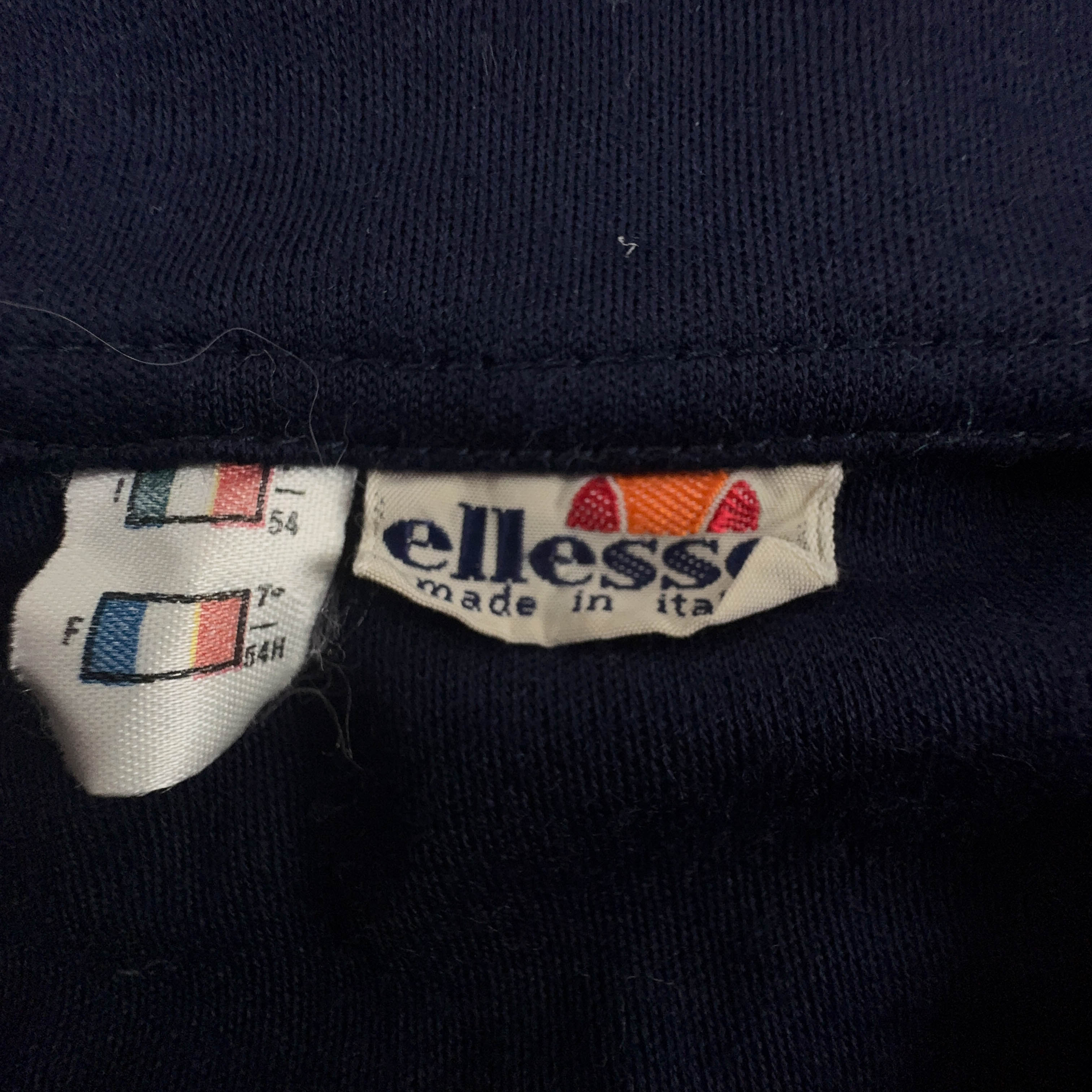 Felpa Ellesse Vintage blu e azzurra con zip 30% lana anni 90 - Taglia 54 uomo