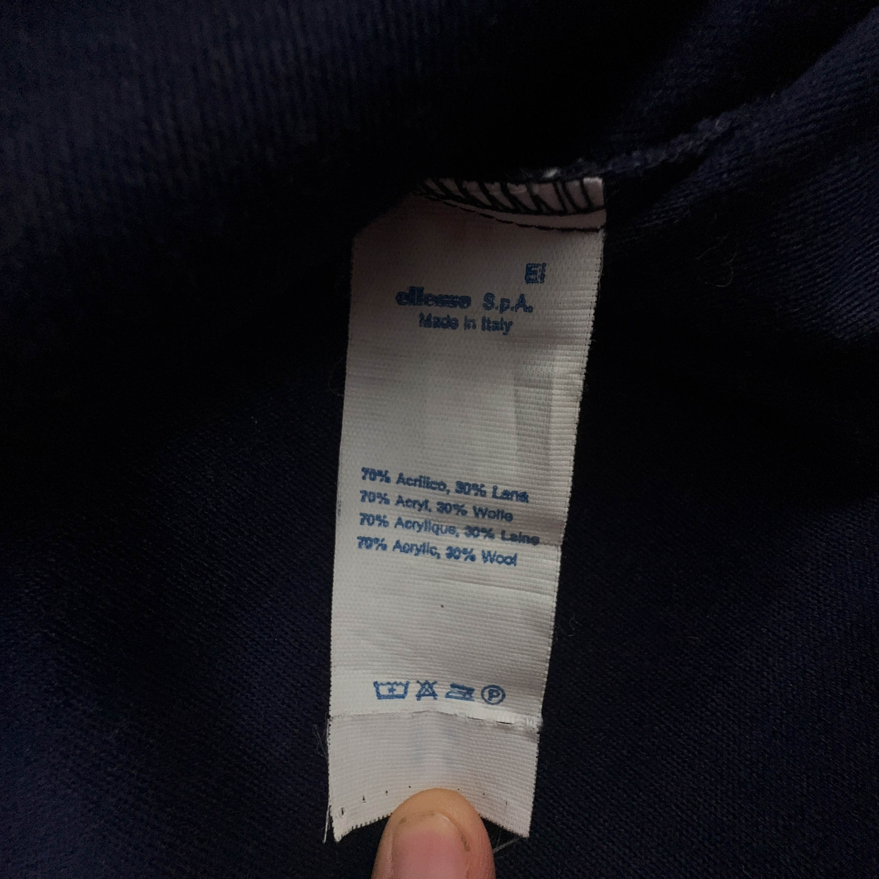 Felpa Ellesse Vintage blu e azzurra con zip 30% lana anni 90 - Taglia 54 uomo