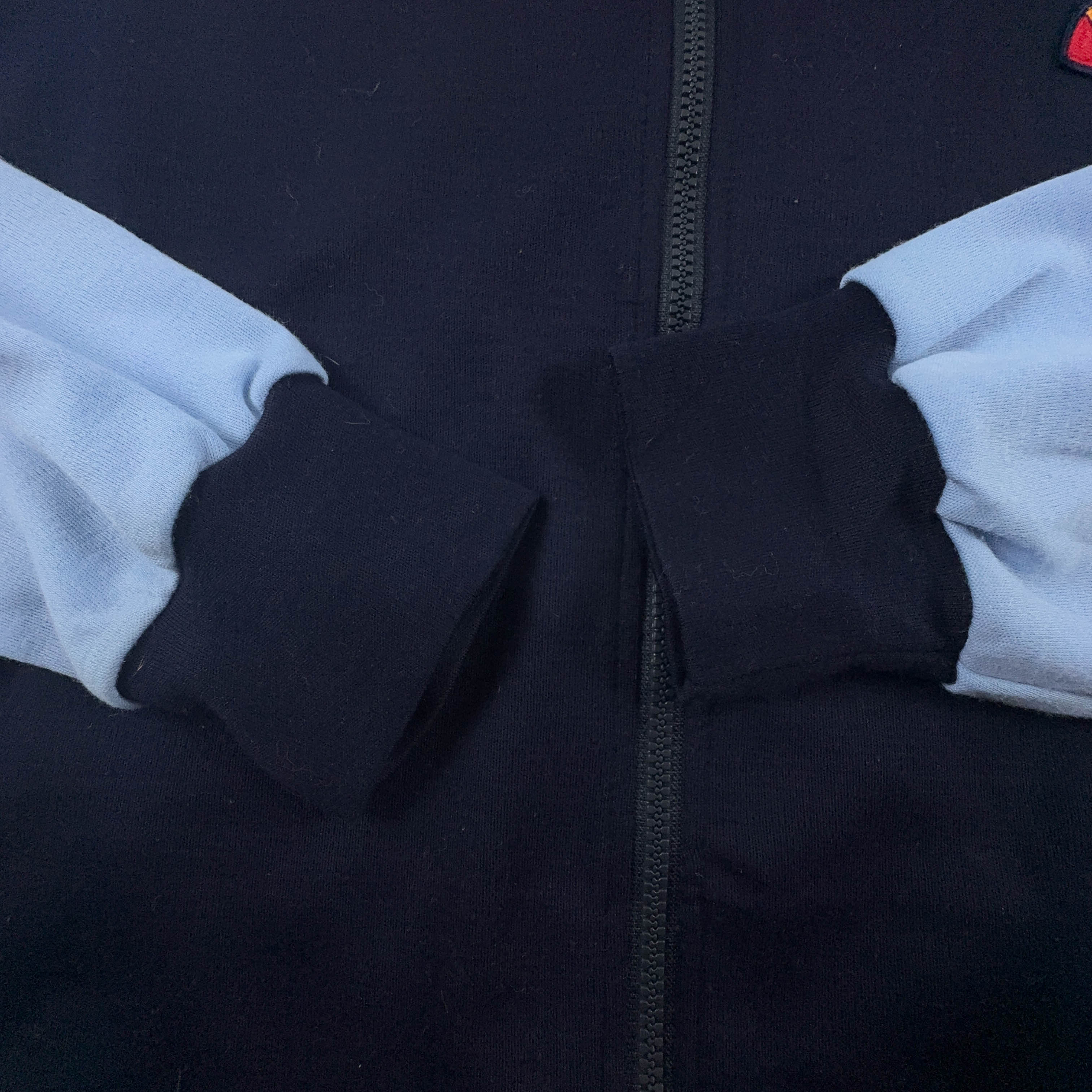 Felpa Ellesse Vintage blu e azzurra con zip 30% lana anni 90 - Taglia 54 uomo