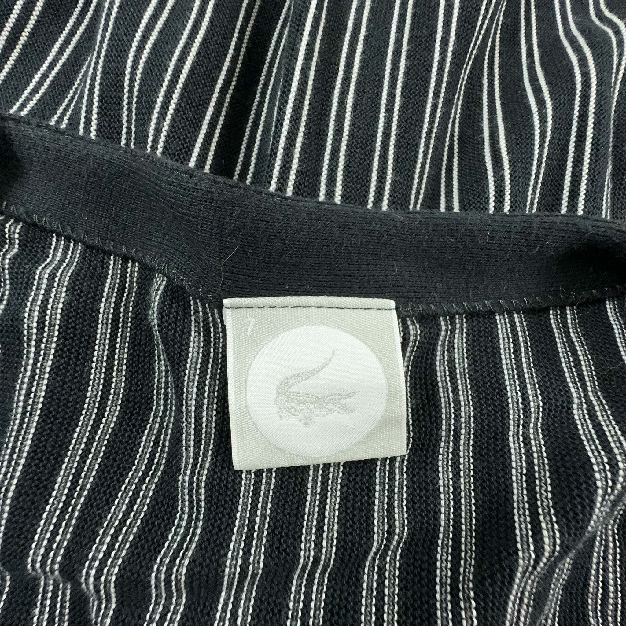 Cardigan Lacoste grigio e nero a righe in cotone con bottoni - Taglia 7 uomo