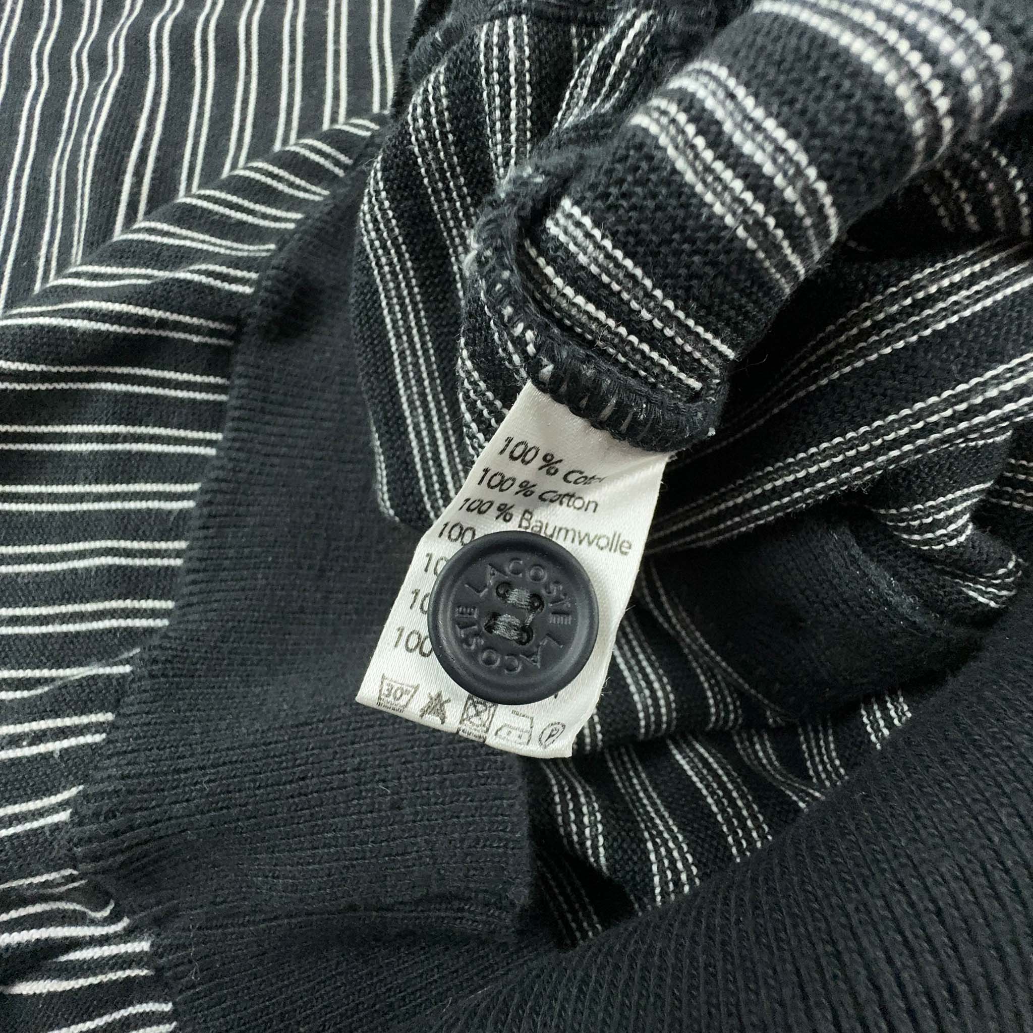 Cardigan Lacoste grigio e nero a righe in cotone con bottoni - Taglia 7 uomo