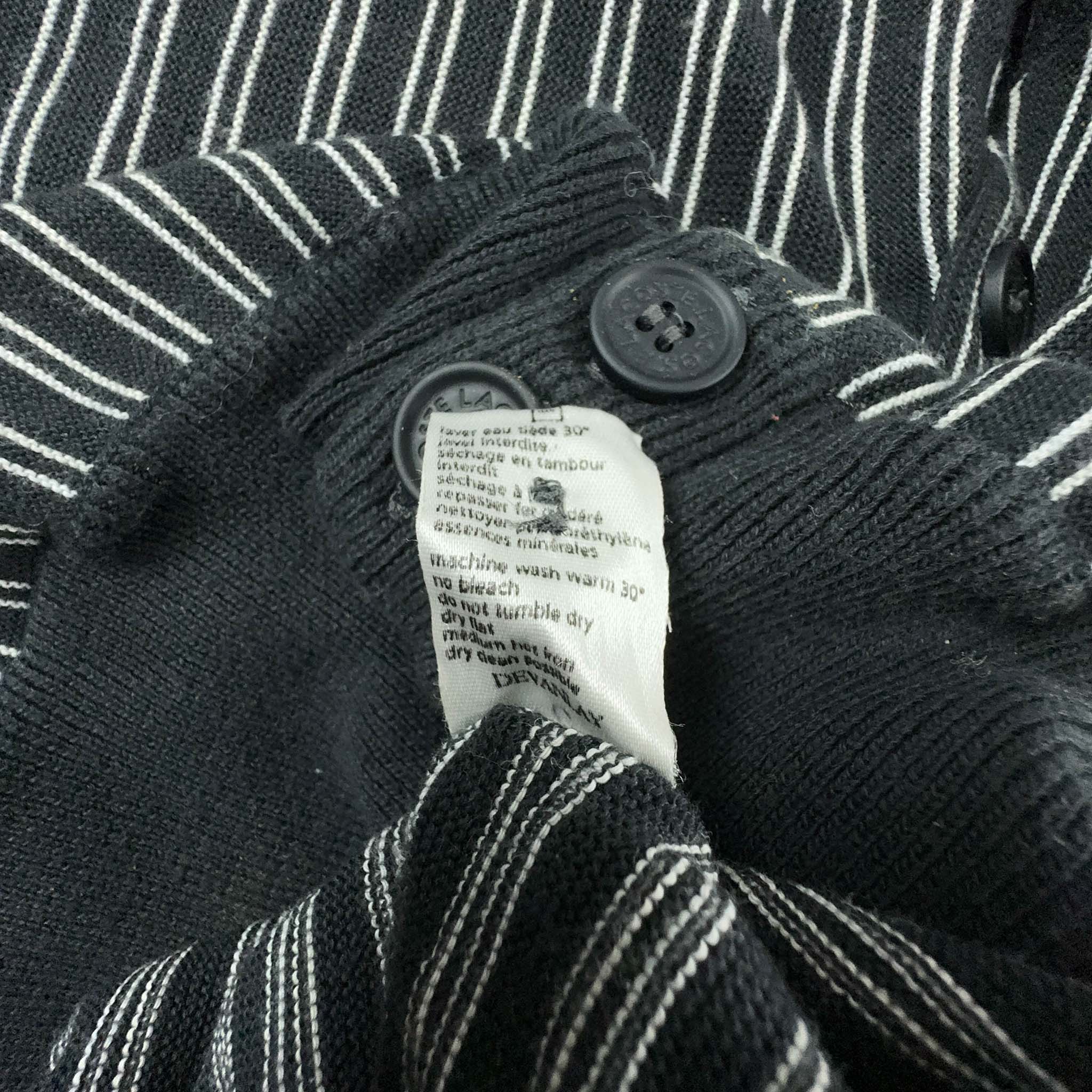 Cardigan Lacoste grigio e nero a righe in cotone con bottoni - Taglia 7 uomo