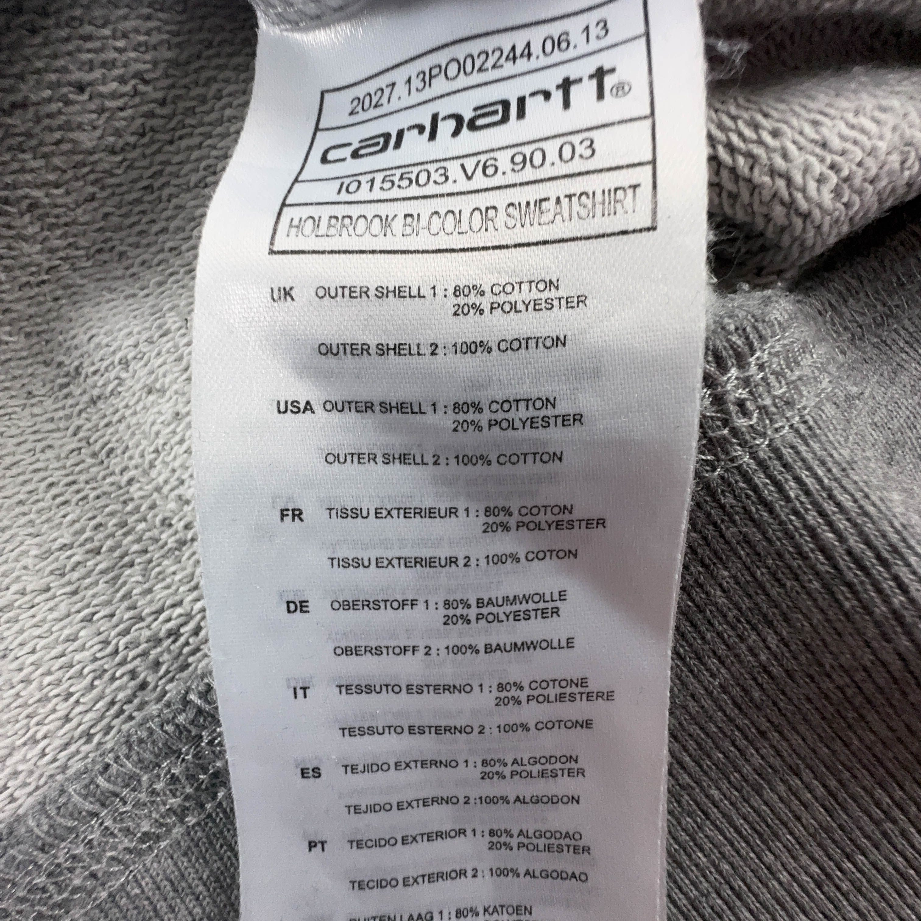 Felpa Carhartt grigia e blu a girocollo 80% cotone - Taglia S uomo