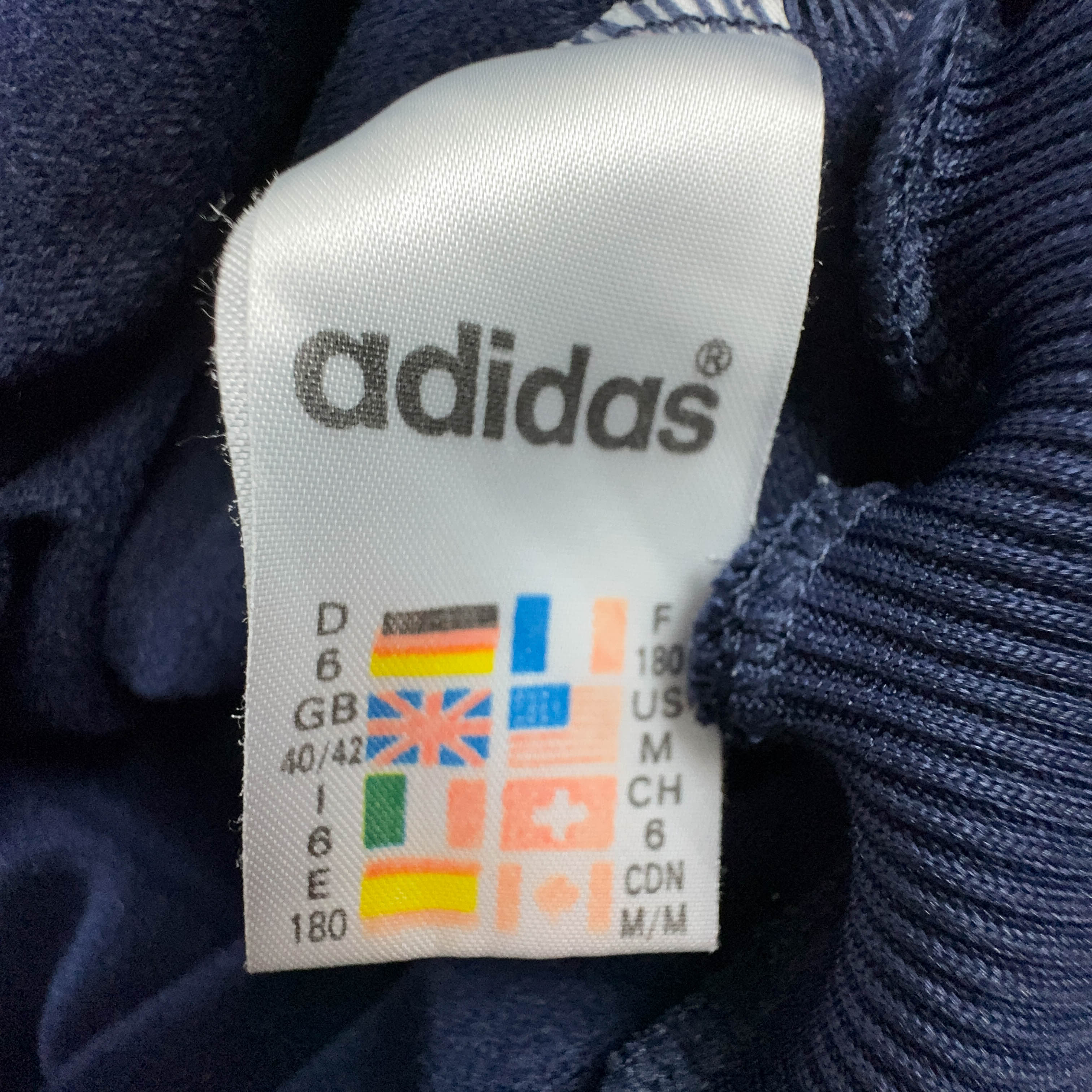 Felpa Adidas Vintage blu scuro con zip anni 90 - Taglia D6 F180 uomo