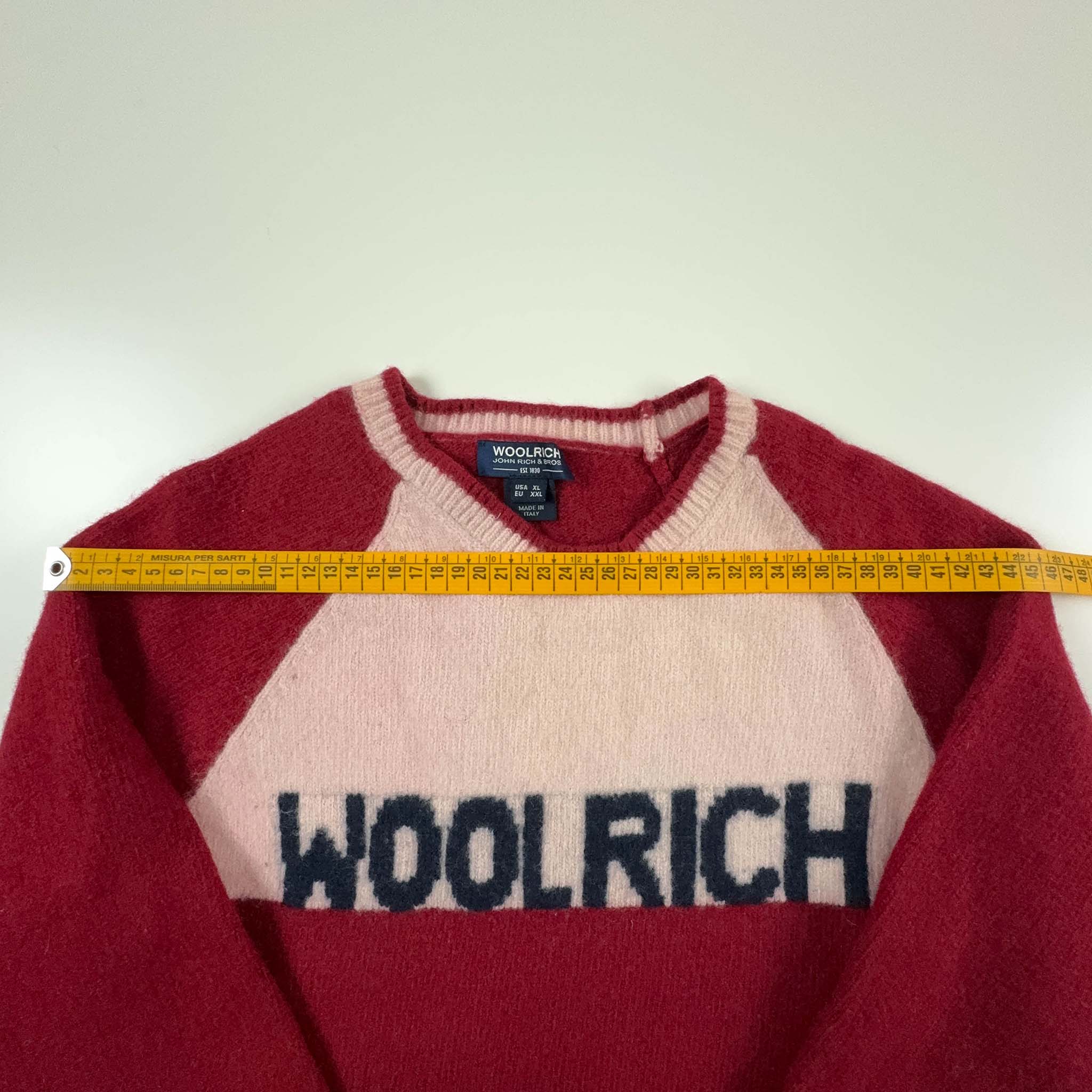 Maglione Woolrich rosso 100% lana a girocollo - Taglia M uomo