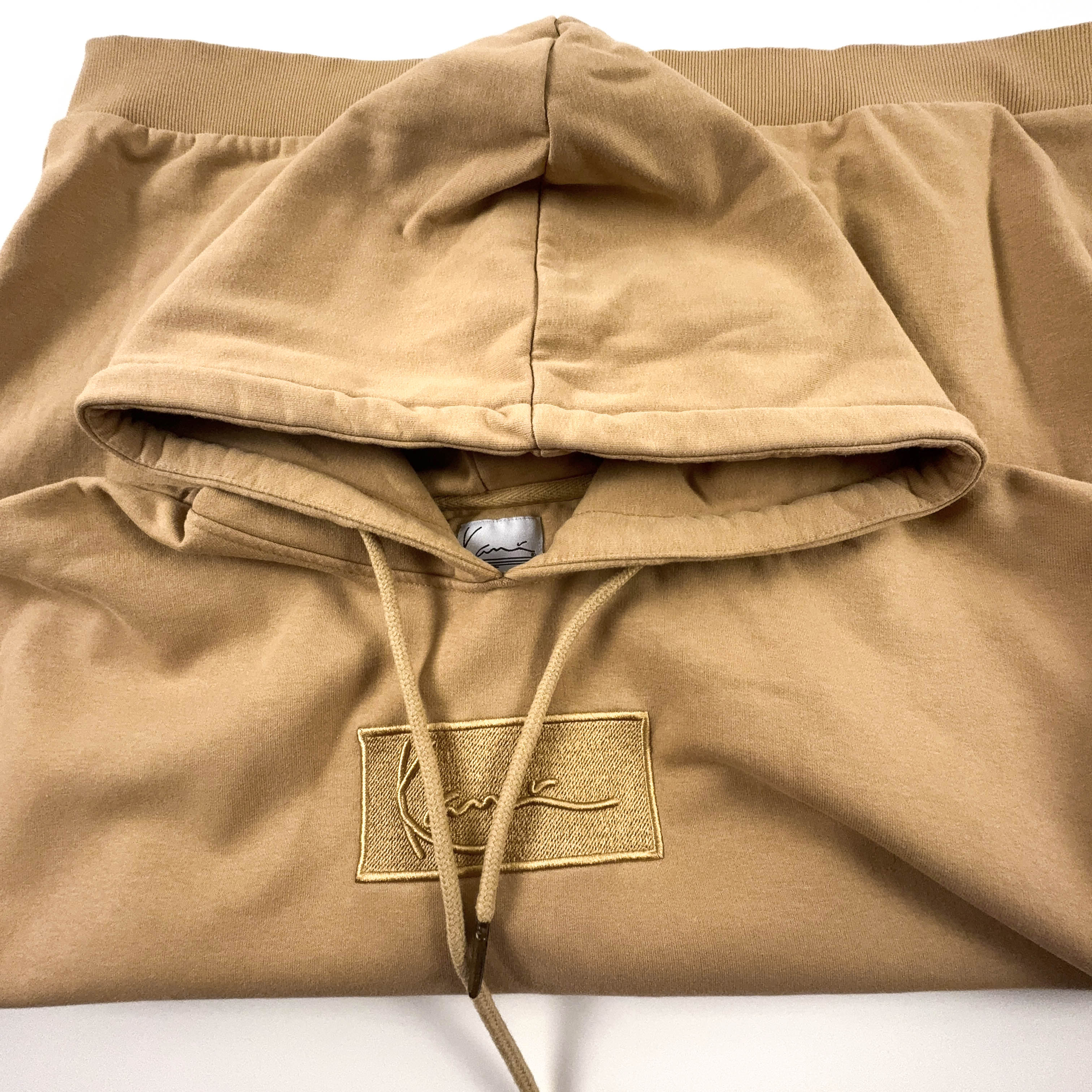 Felpa Kani marrone chiaro con cappuccio e ricamo 80% cotone - Taglia XL uomo