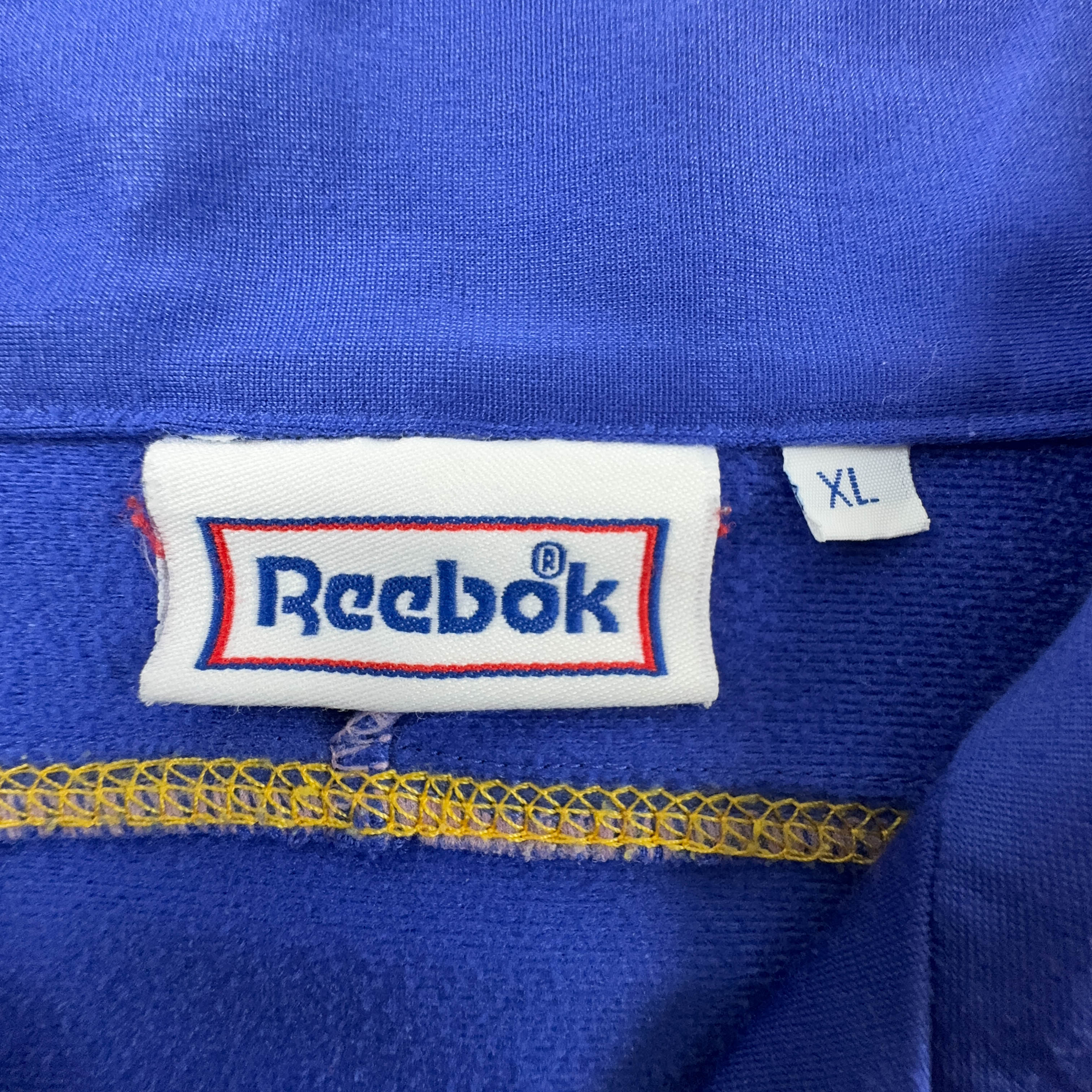 Felpa Reebok The Pump blu con zip e ricami anni 90 - Taglia XL uomo