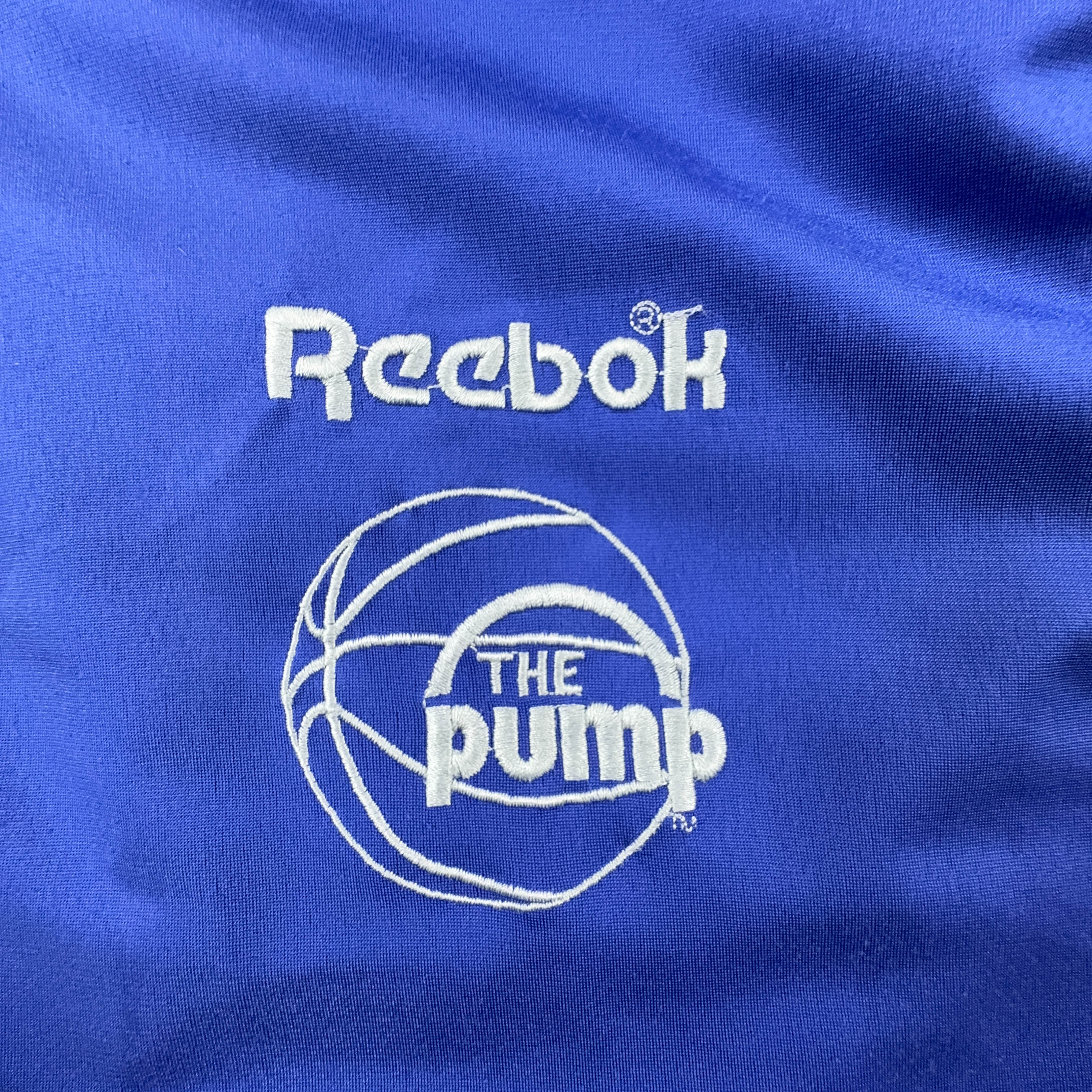 Felpa Reebok The Pump blu con zip e ricami anni 90 - Taglia XL uomo