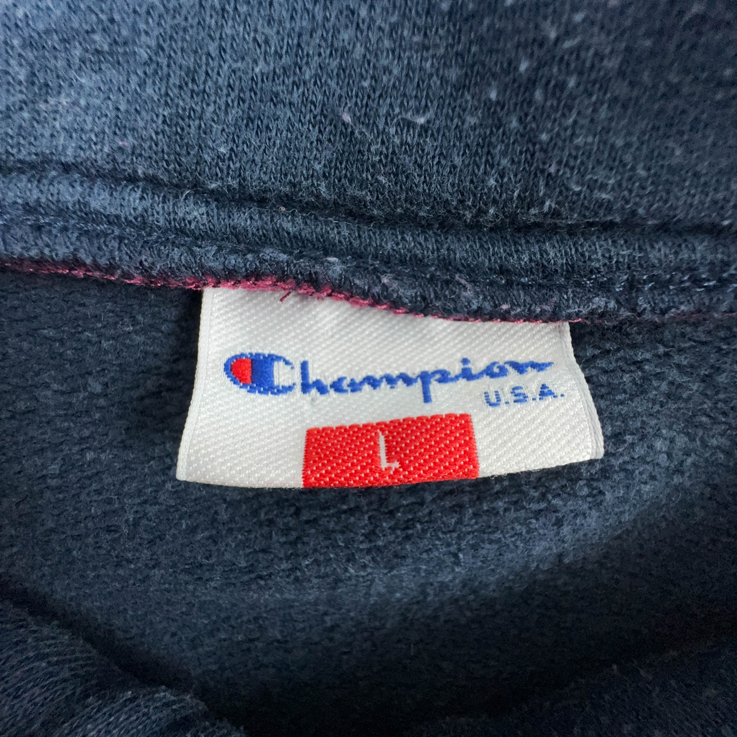 Felpa Champion Vintage rossa e blu scuro logo ricamato anni 90 - Taglia L uomo
