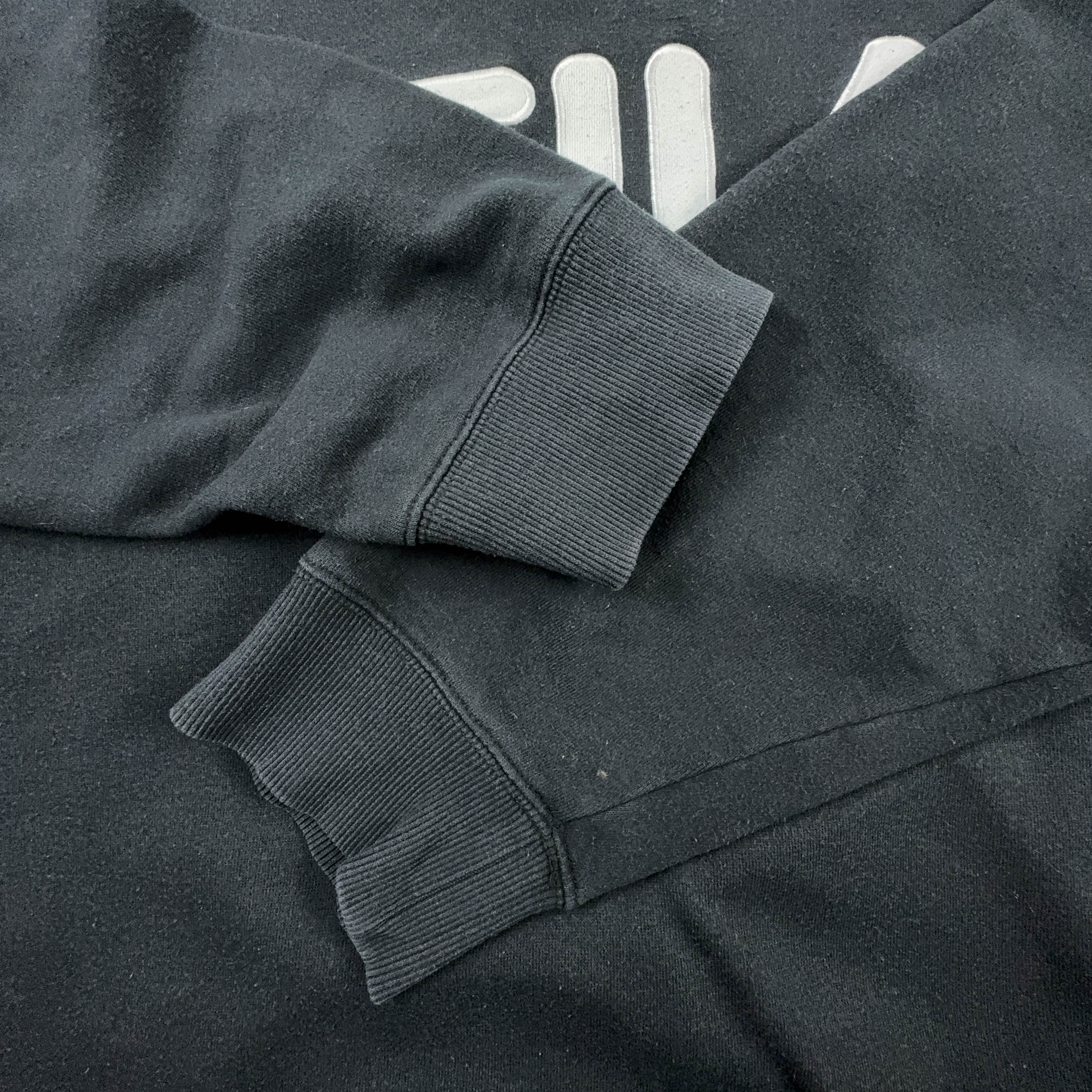 Felpa Fila Vintage nera a girocollo logo bianco ricamato anni 2000 - Taglia XL uomo
