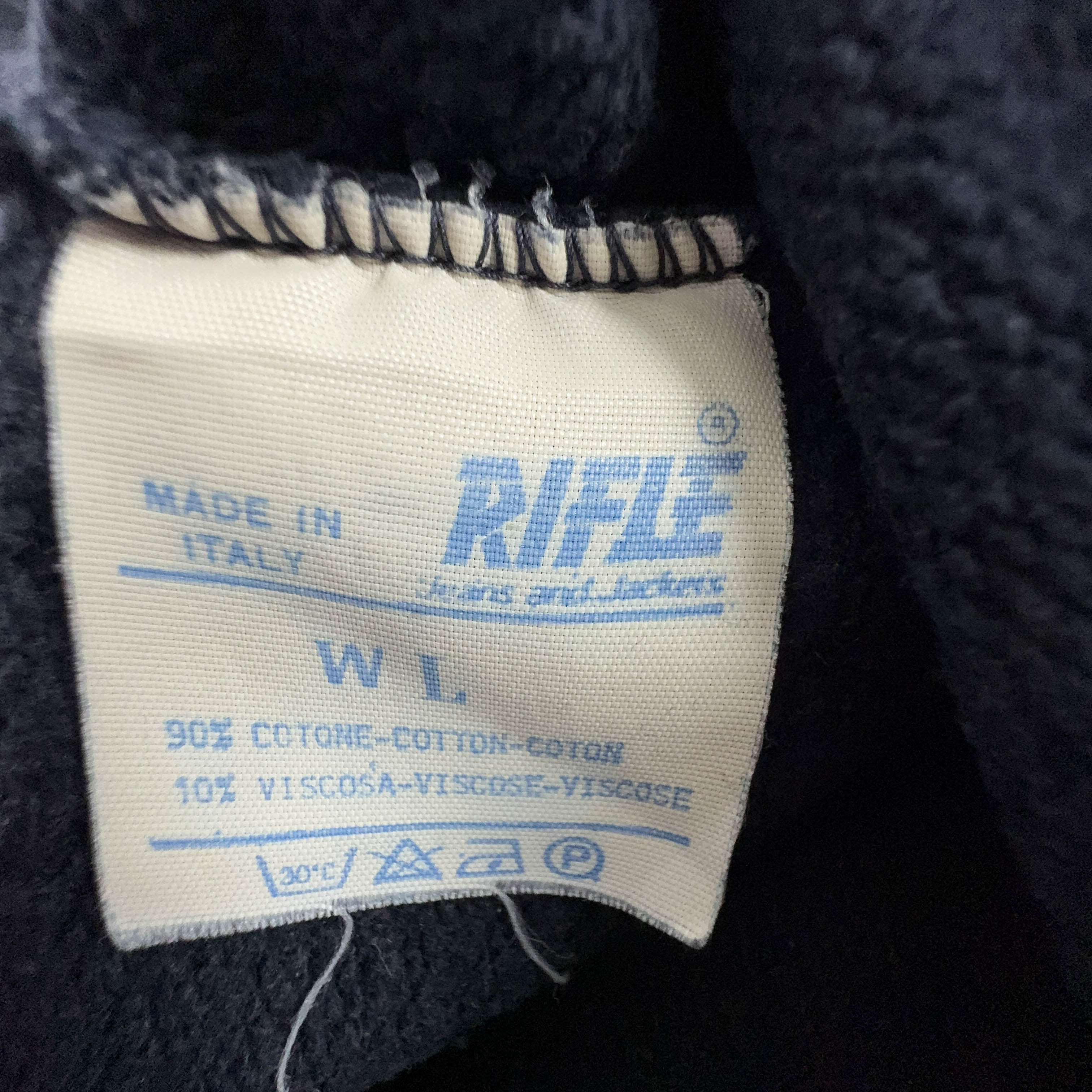 Felpa Rifle Vintage blu scuro a girocollo con ricamo sul fronte anni 90 - Taglia L uomo