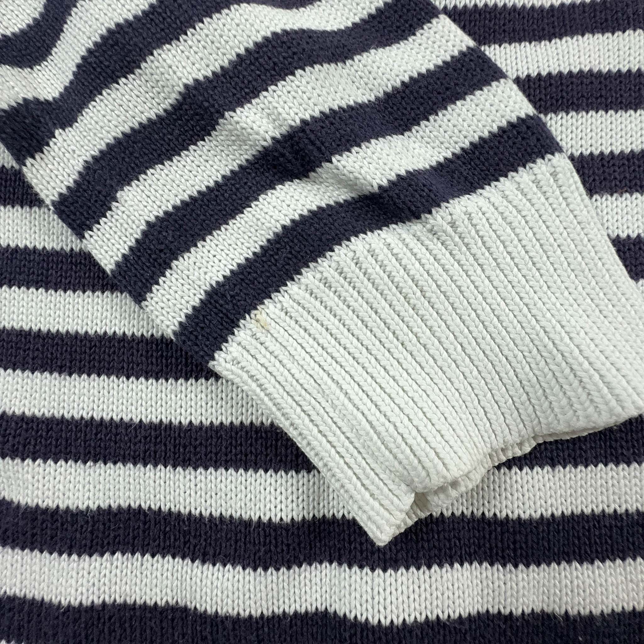 Maglione Ralph Lauren a girocollo a righe bianco e blu con bottoni dorati - Taglia M donna