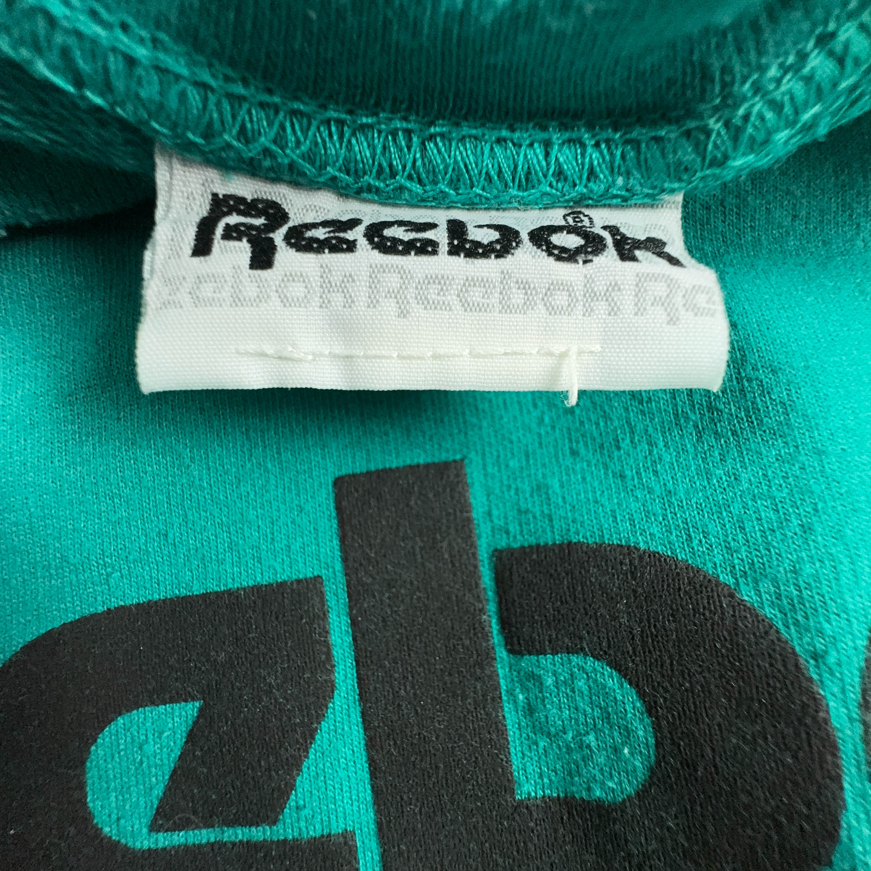 Felpa Reebok Vintage verde acqua a girocollo con stampa anni 90 - Taglia L/XL uomo