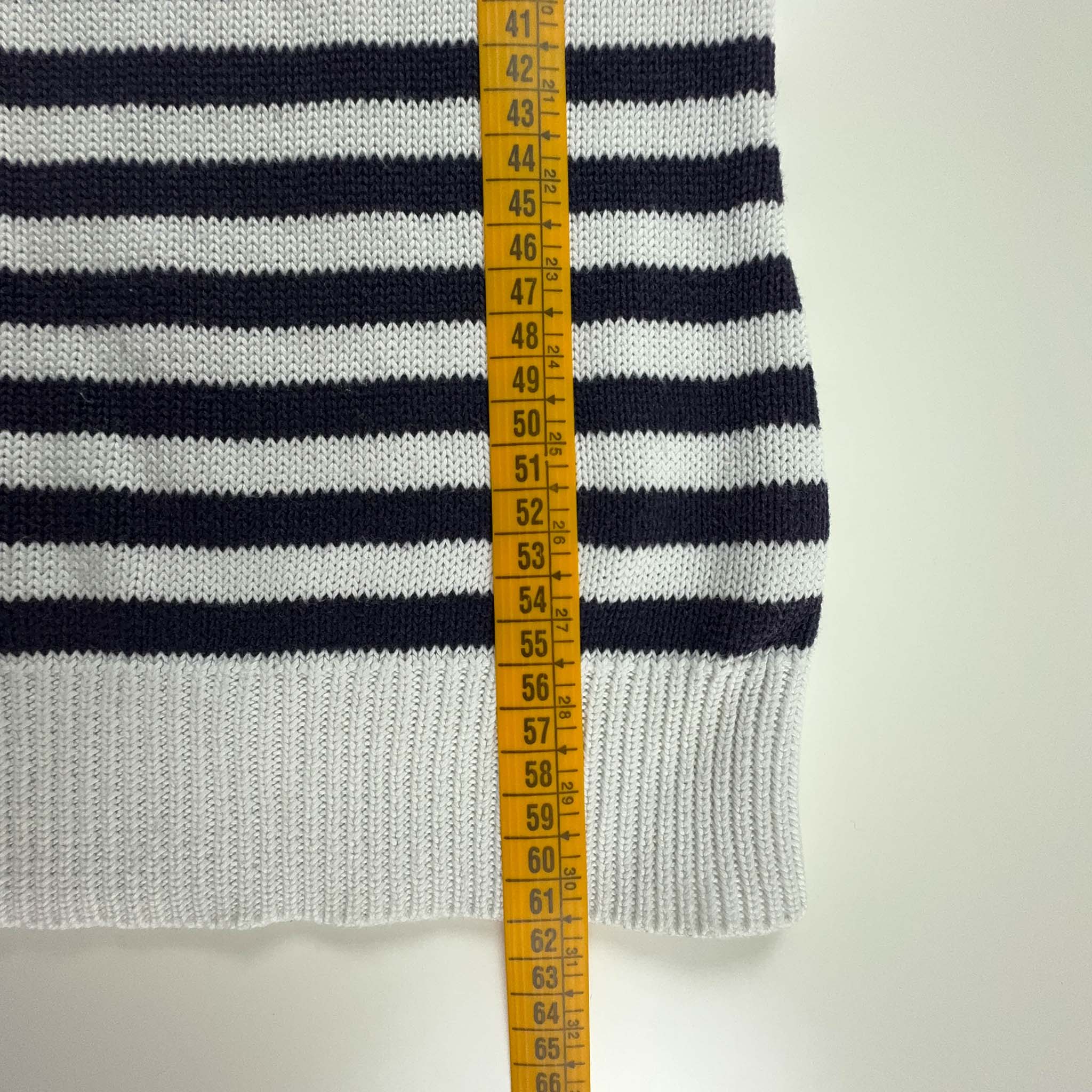 Maglione Ralph Lauren a girocollo a righe bianco e blu con bottoni dorati - Taglia M donna