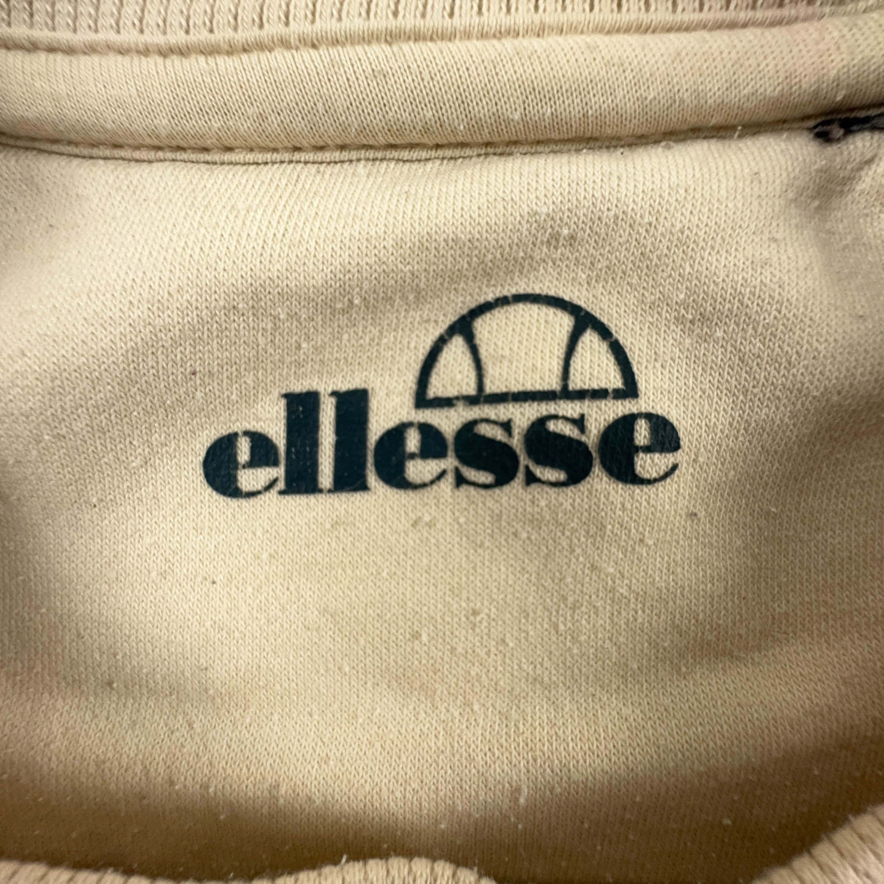 Felpa Ellesse Vintage beige anni 90 con stampa a girocollo - Taglia M/L uomo