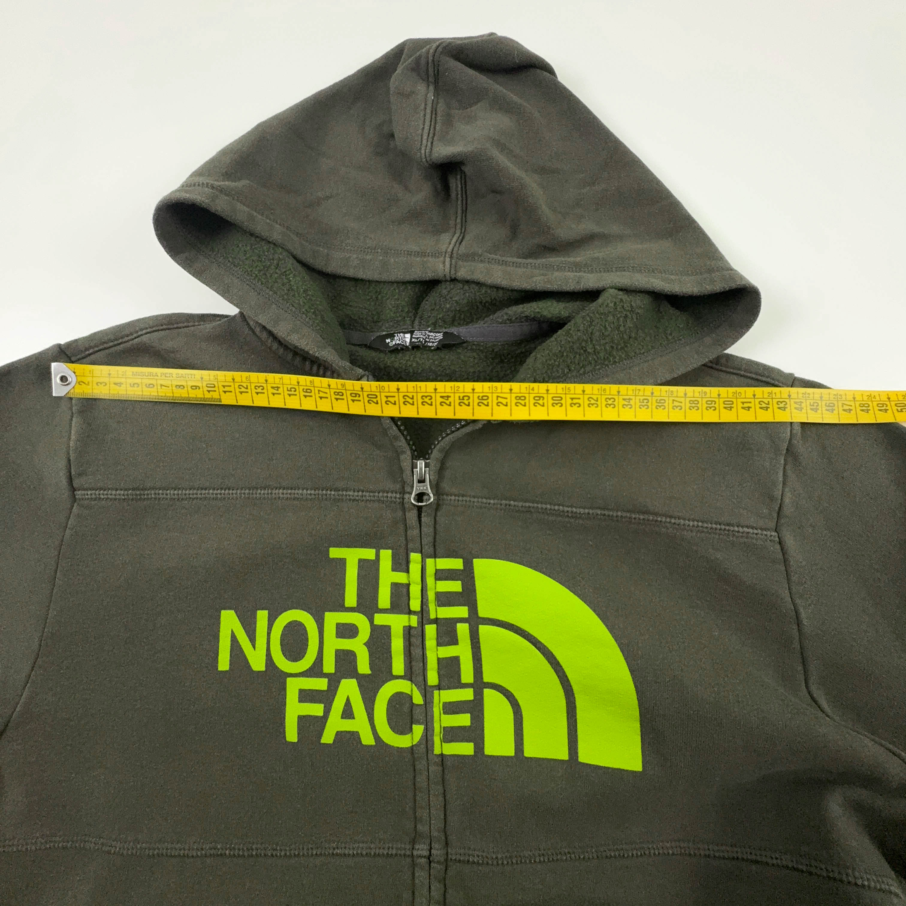 Felpa The North Face verde scuro con cappuccio e zip 80% cotone - Taglia M uomo