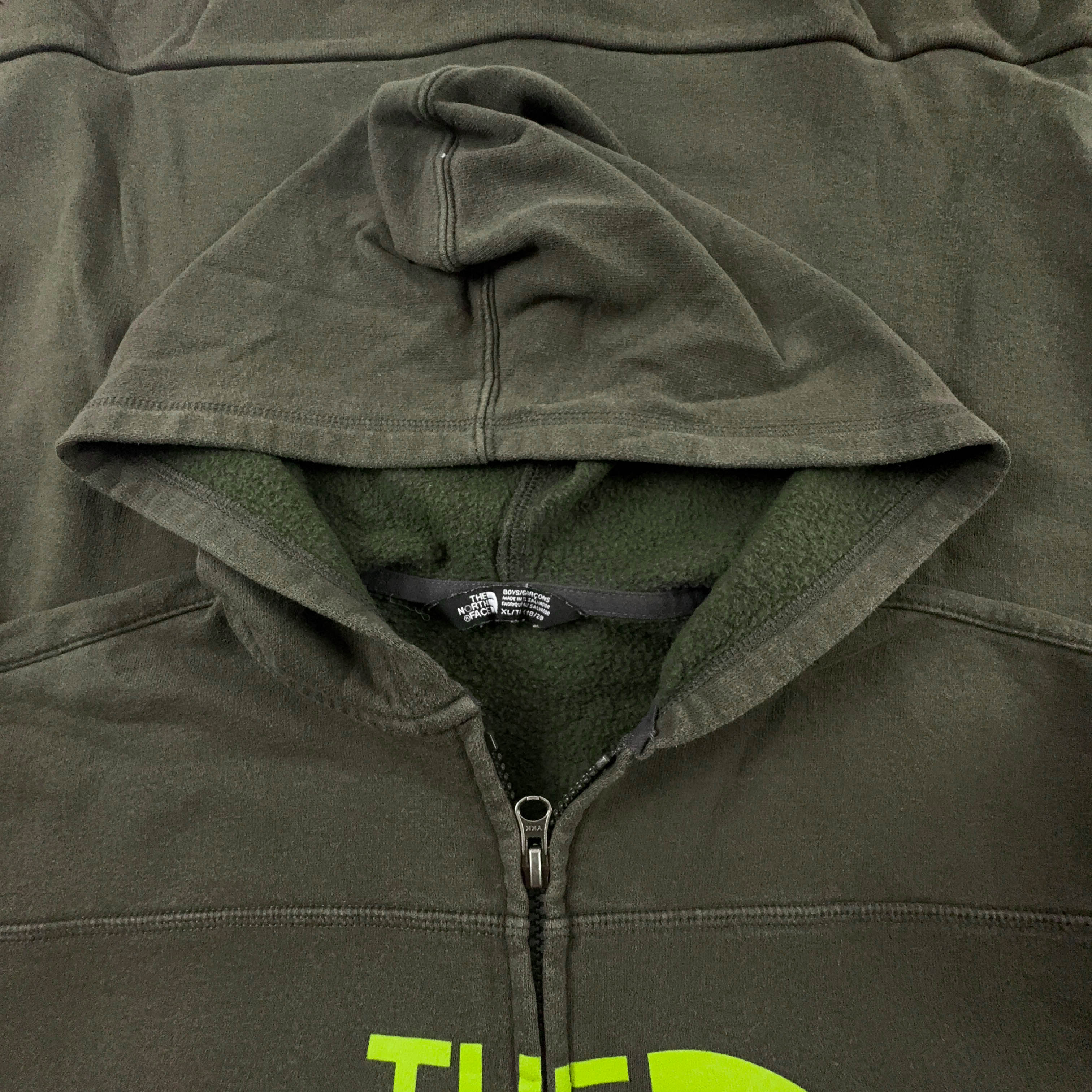 Felpa The North Face verde scuro con cappuccio e zip 80% cotone - Taglia M uomo
