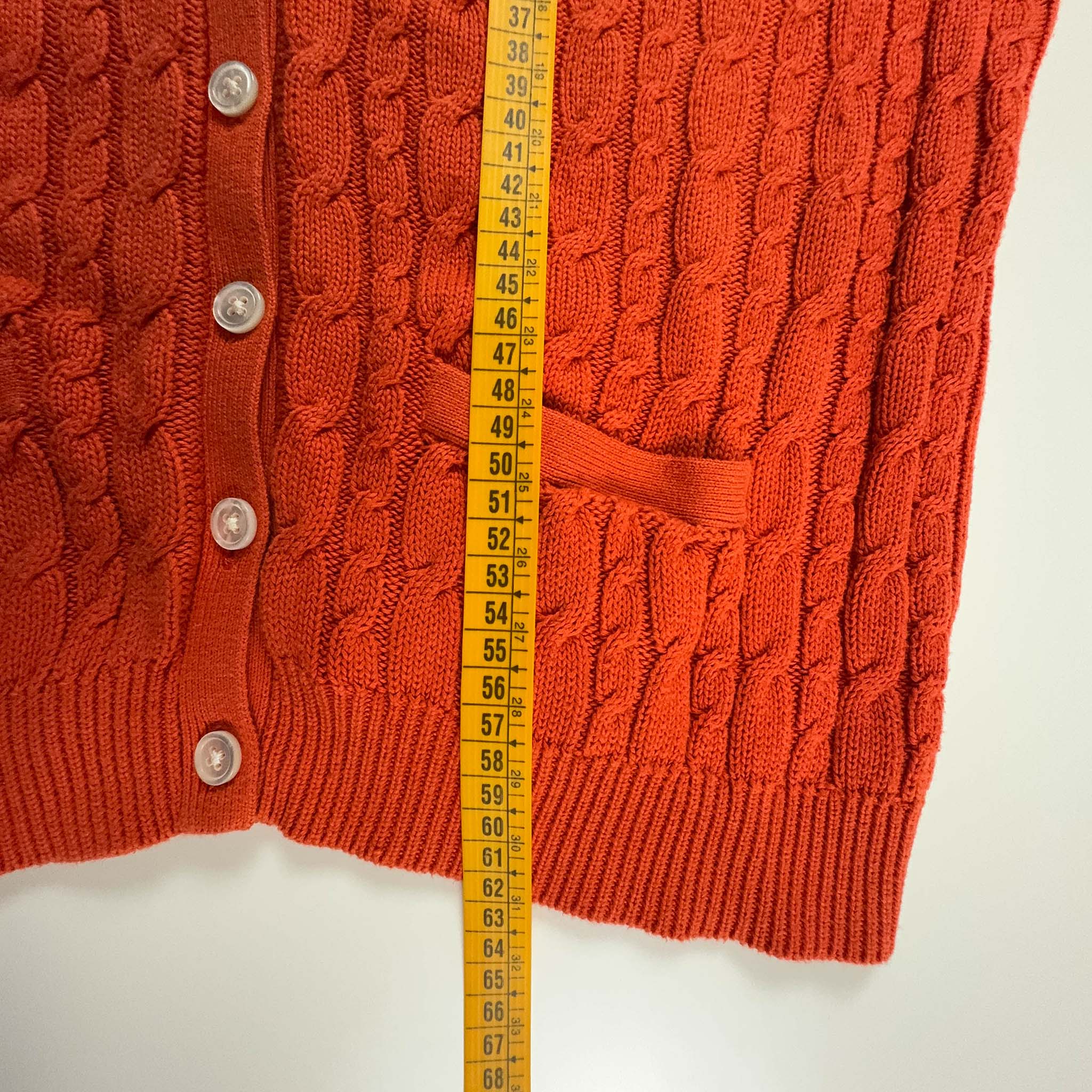 Cardigan Ralph Lauren intrecciato arancione con bottoni in cotone - Taglia L donna