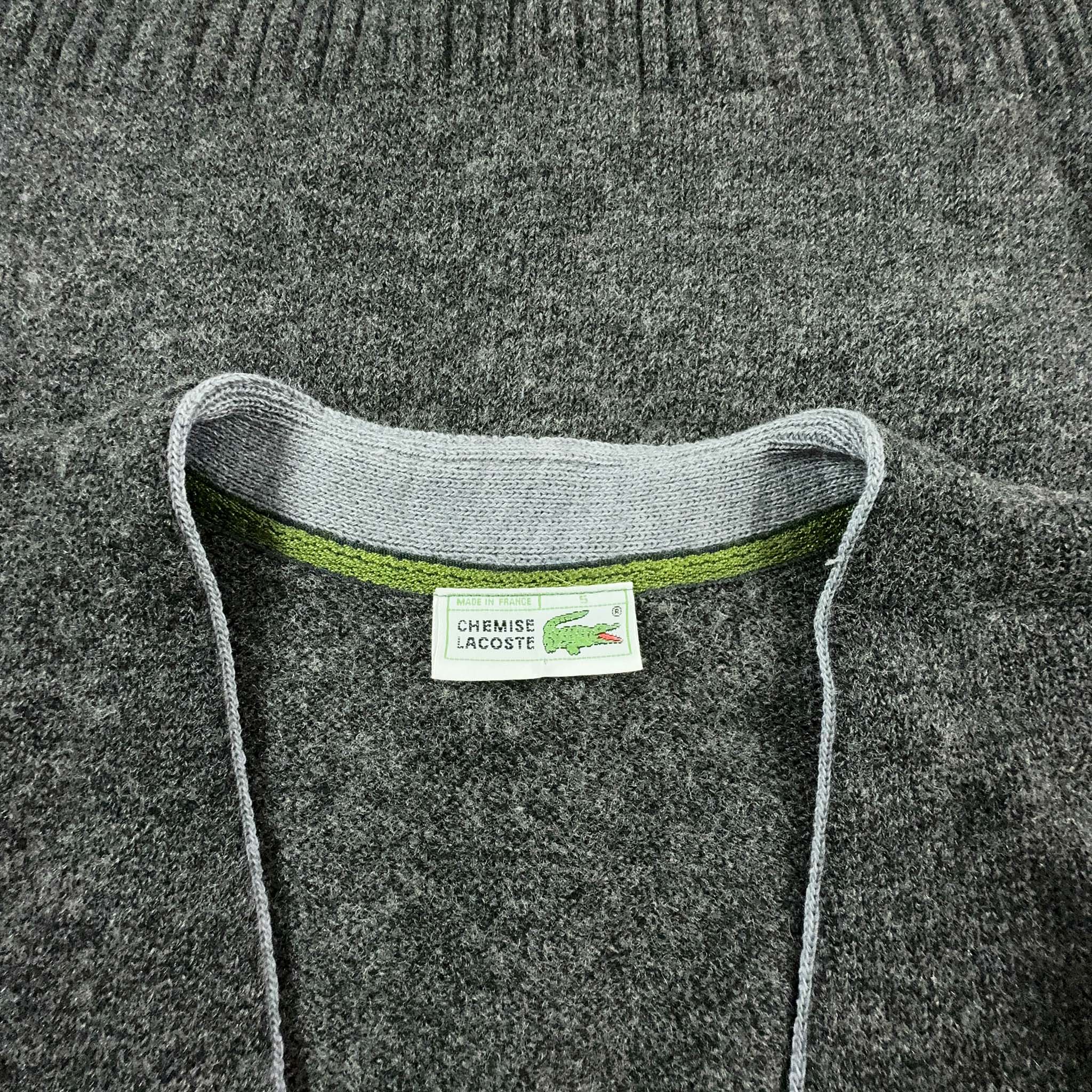 Cardigan Lacoste Vintage grigio 51% lana con bottoni - Taglia 5 uomo