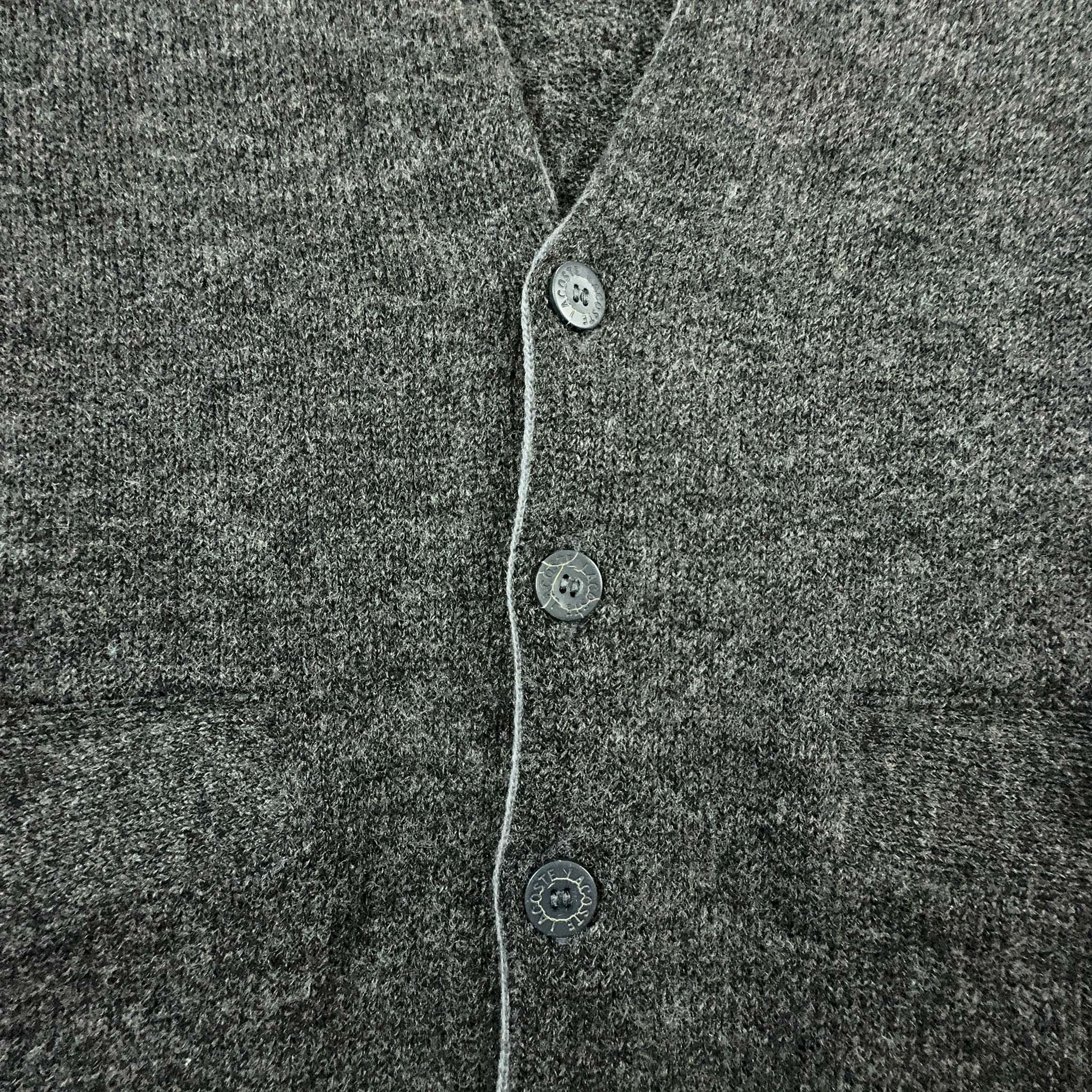 Cardigan Lacoste Vintage grigio 51% lana con bottoni - Taglia 5 uomo