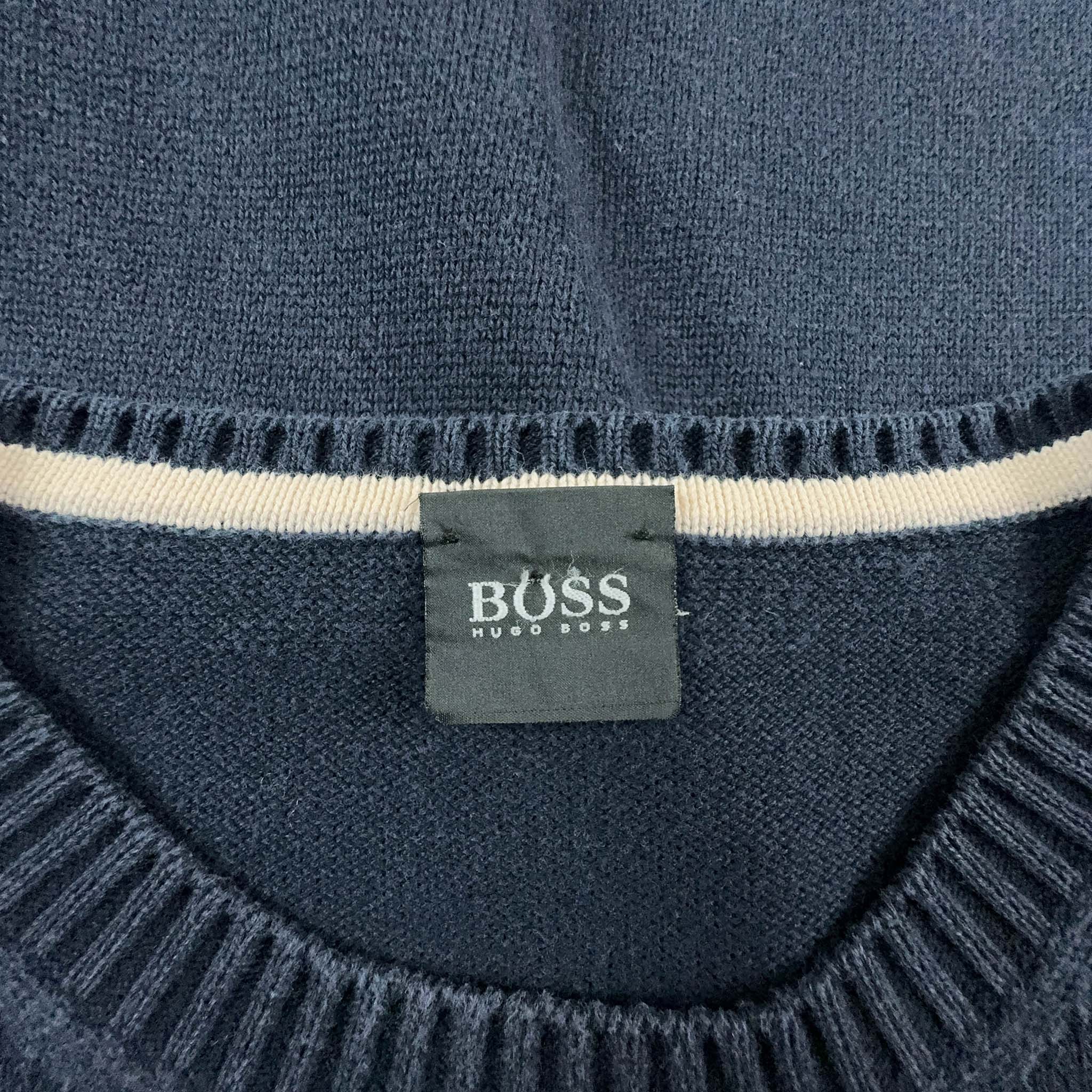 Maglione Hugo Boss in cotone blu scuro a girocollo - Taglia M/L uomo