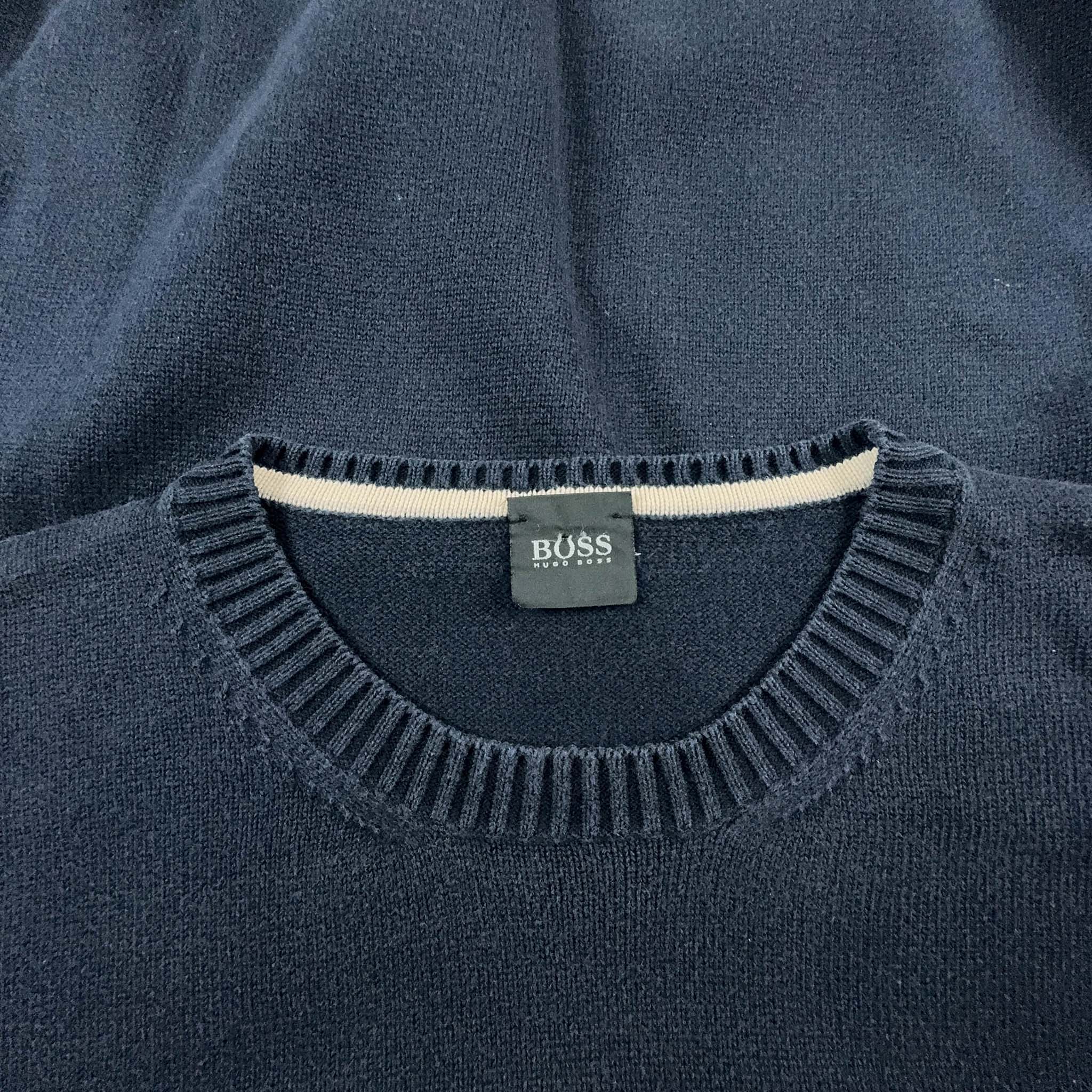 Maglione Hugo Boss in cotone blu scuro a girocollo - Taglia M/L uomo