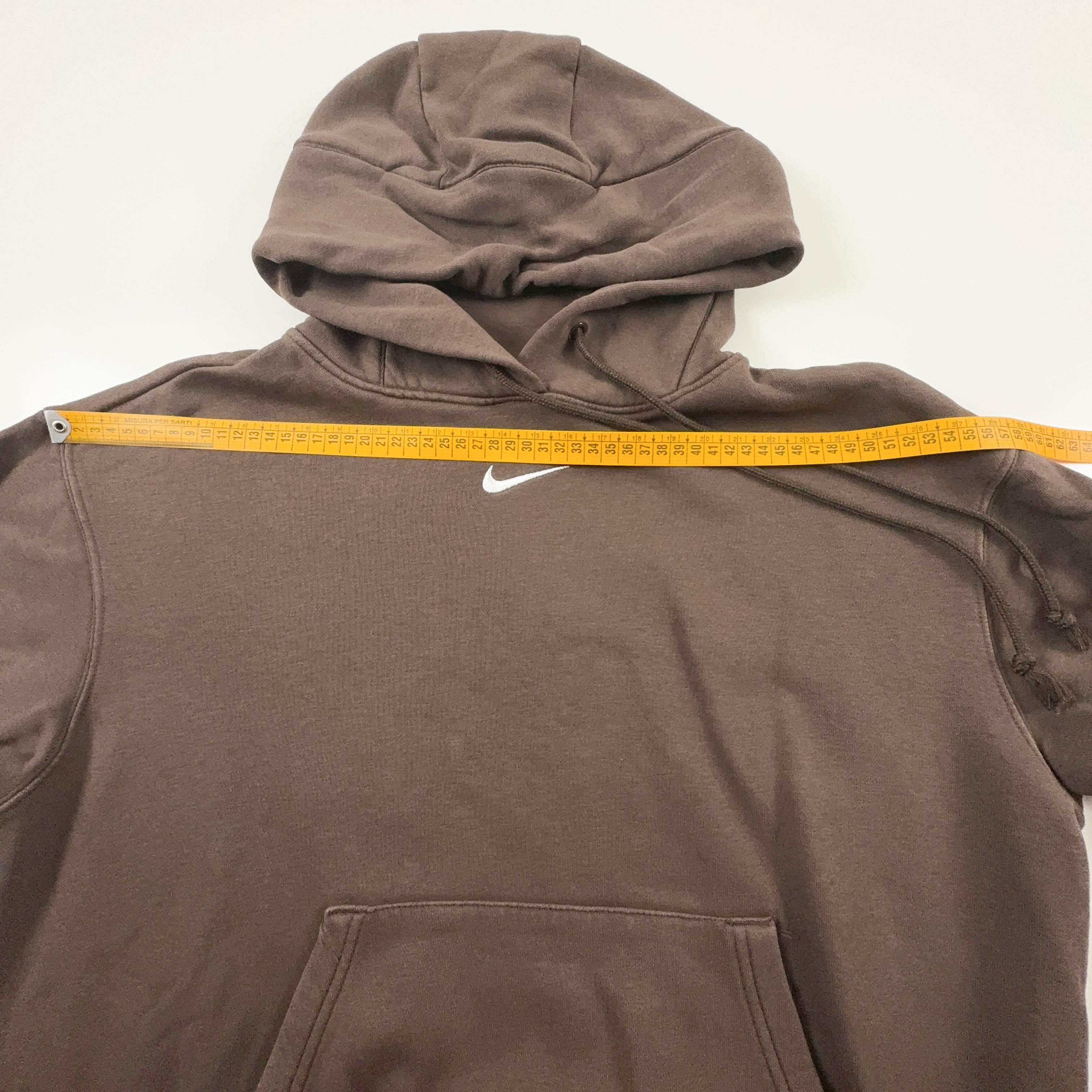 Felpa Nike marrone con cappuccio e logo ricamato 80% cotone - Taglia XS/S uomo