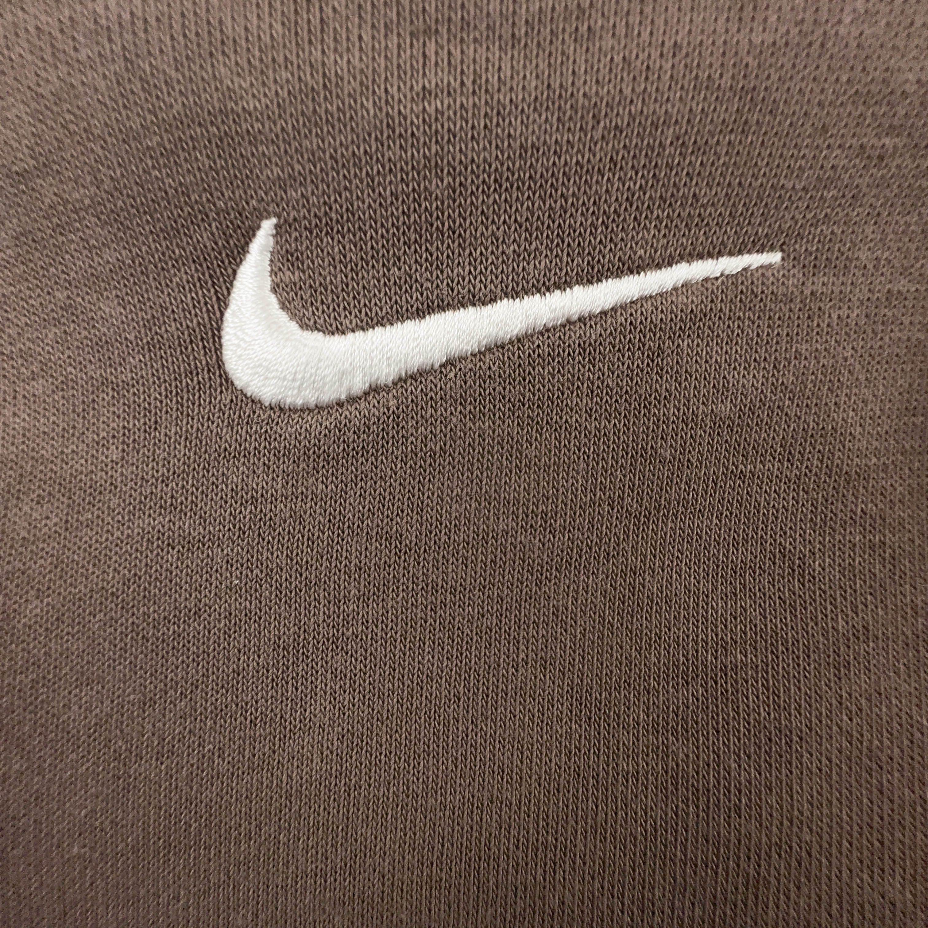 Felpa Nike marrone con cappuccio e logo ricamato 80% cotone - Taglia XS/S uomo