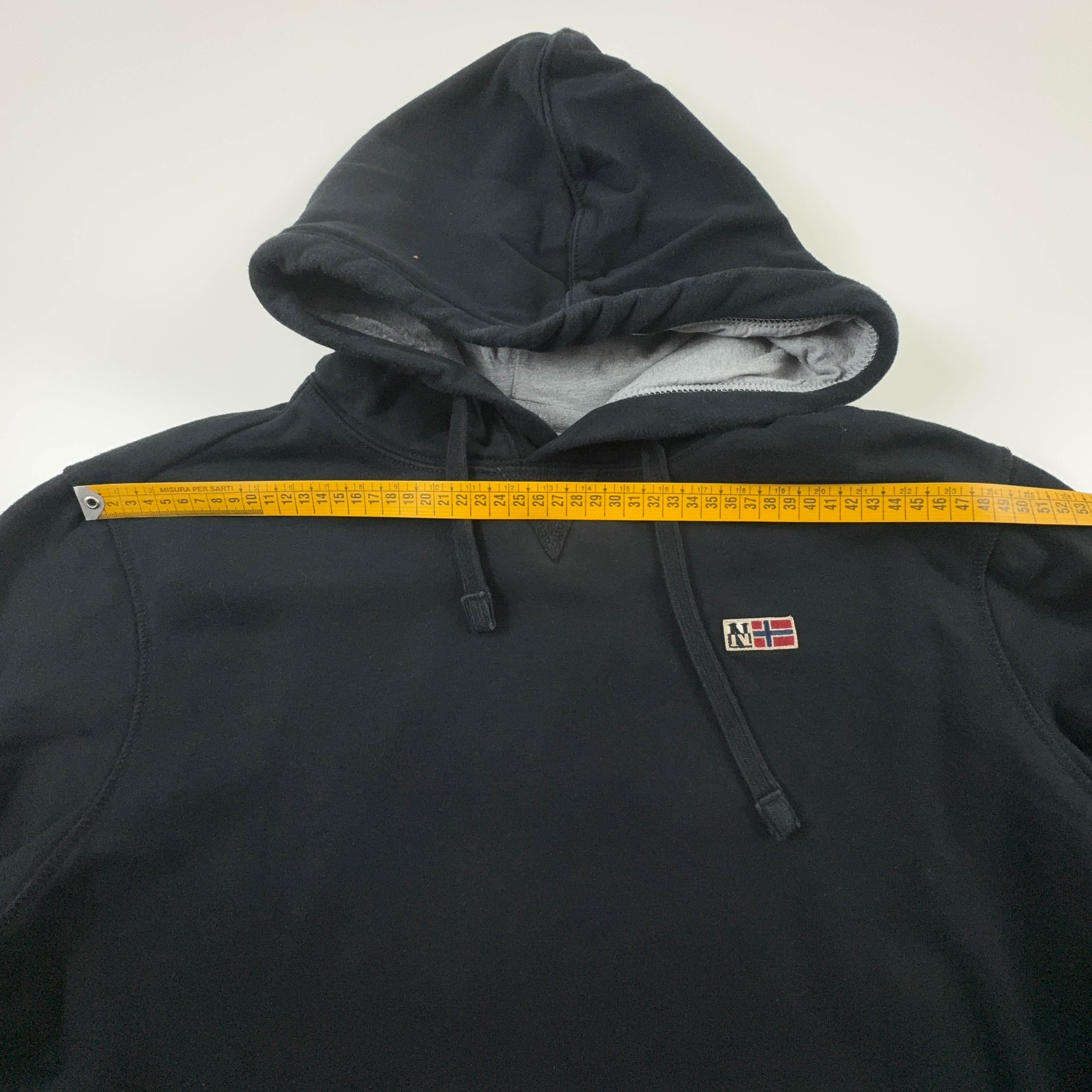 Felpa Napapijri nera con cappuccio e logo ricamato 90% cotone - Taglia L/XL uomo