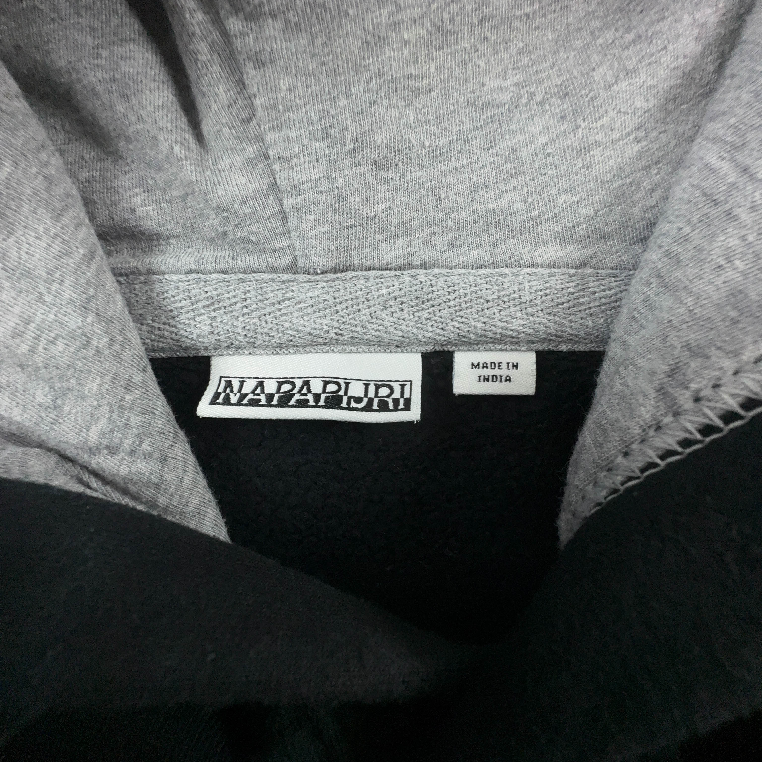 Felpa Napapijri nera con cappuccio e logo ricamato 90% cotone - Taglia L/XL uomo