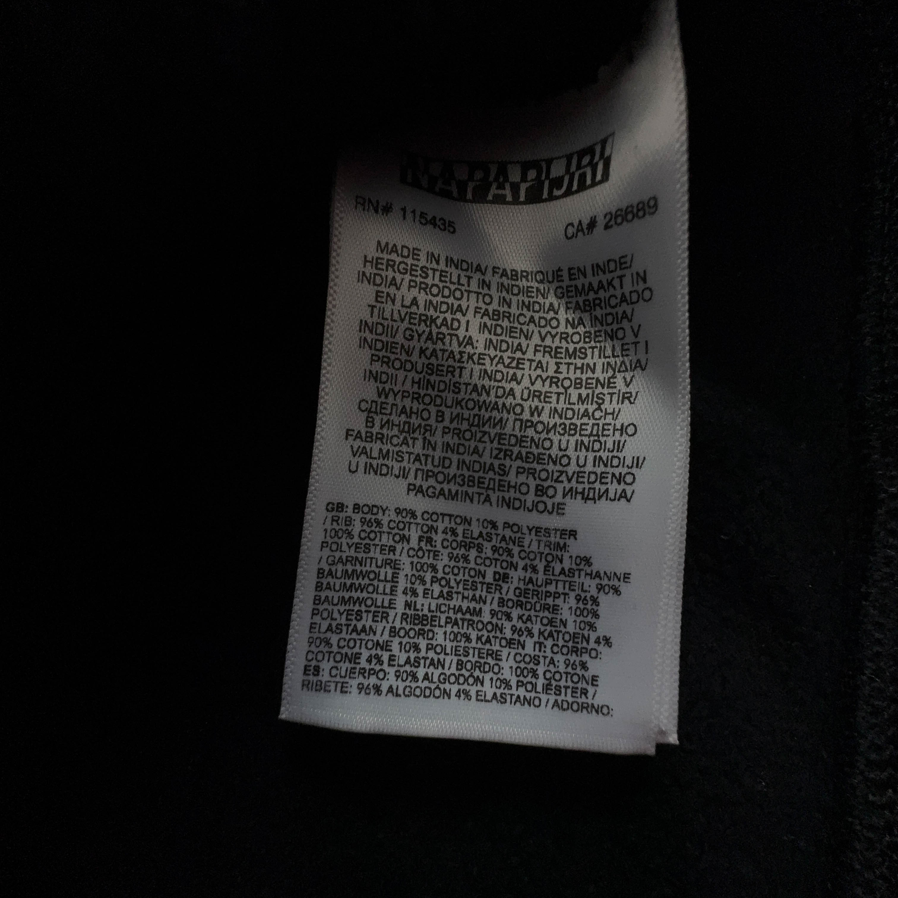 Felpa Napapijri nera con cappuccio e logo ricamato 90% cotone - Taglia L/XL uomo