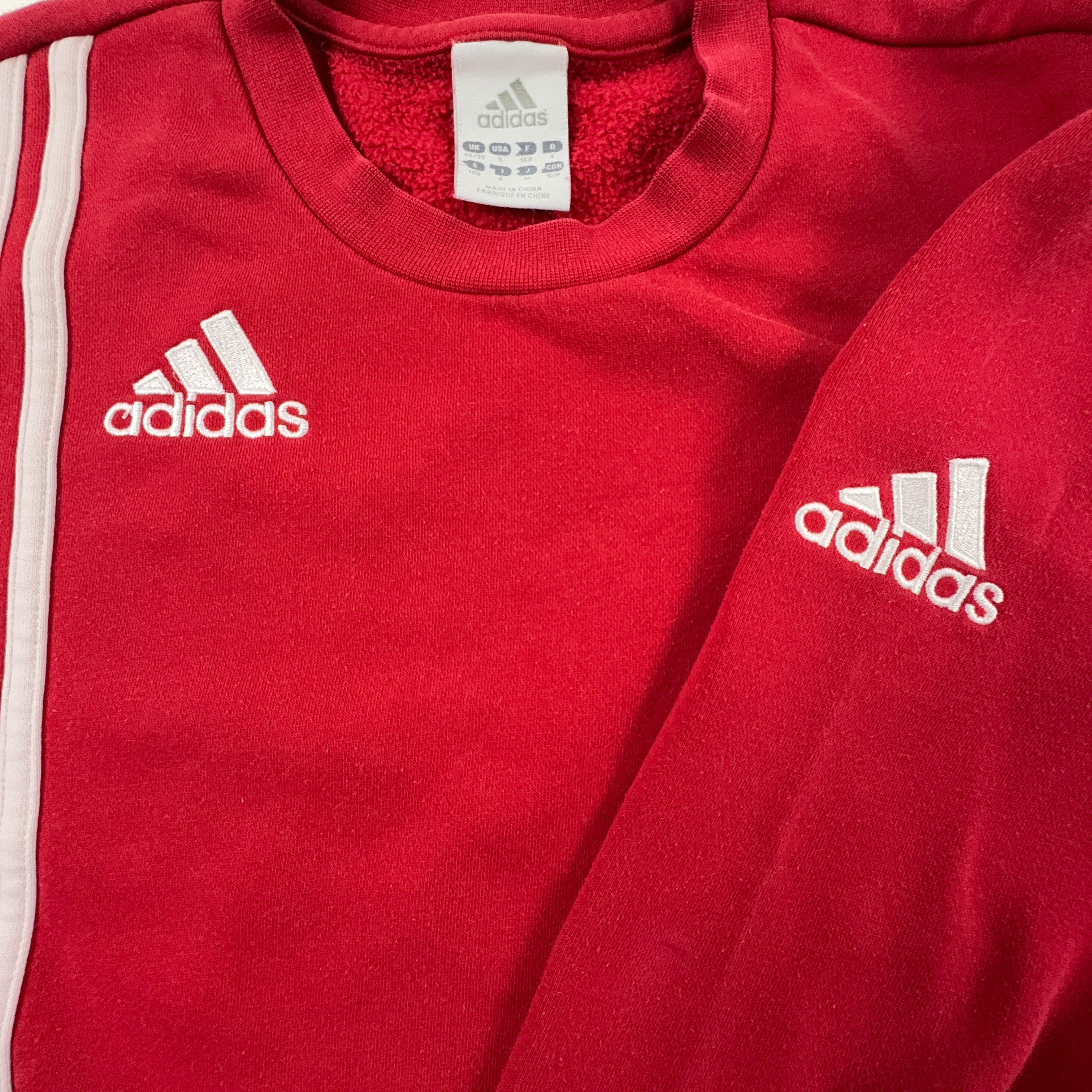 Felpa Adidas Vintage rossa a girocollo anni 2000 - Taglia D4 F168 uomo