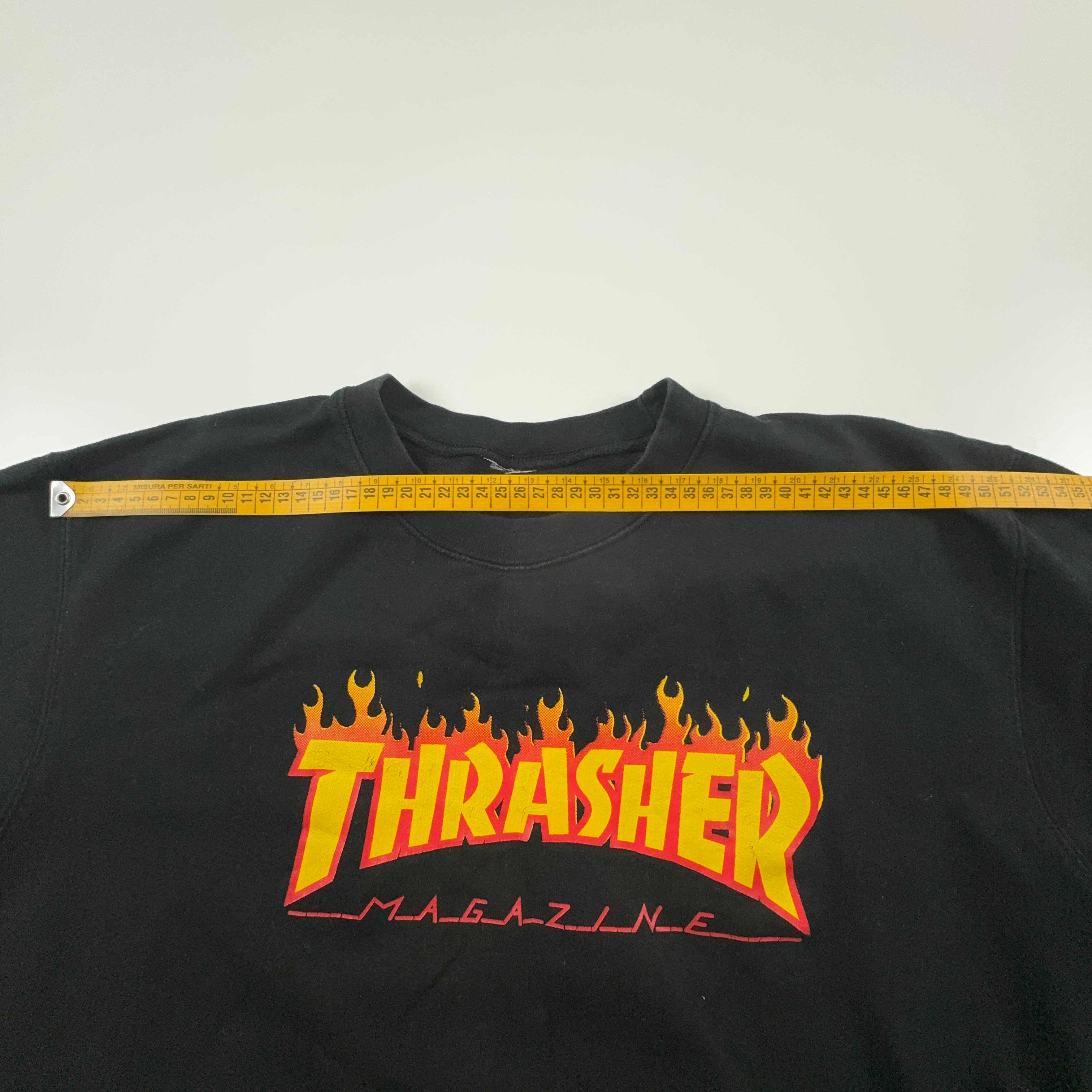 Felpa Trasher nera a girocollo con stampa - Taglia M uomo