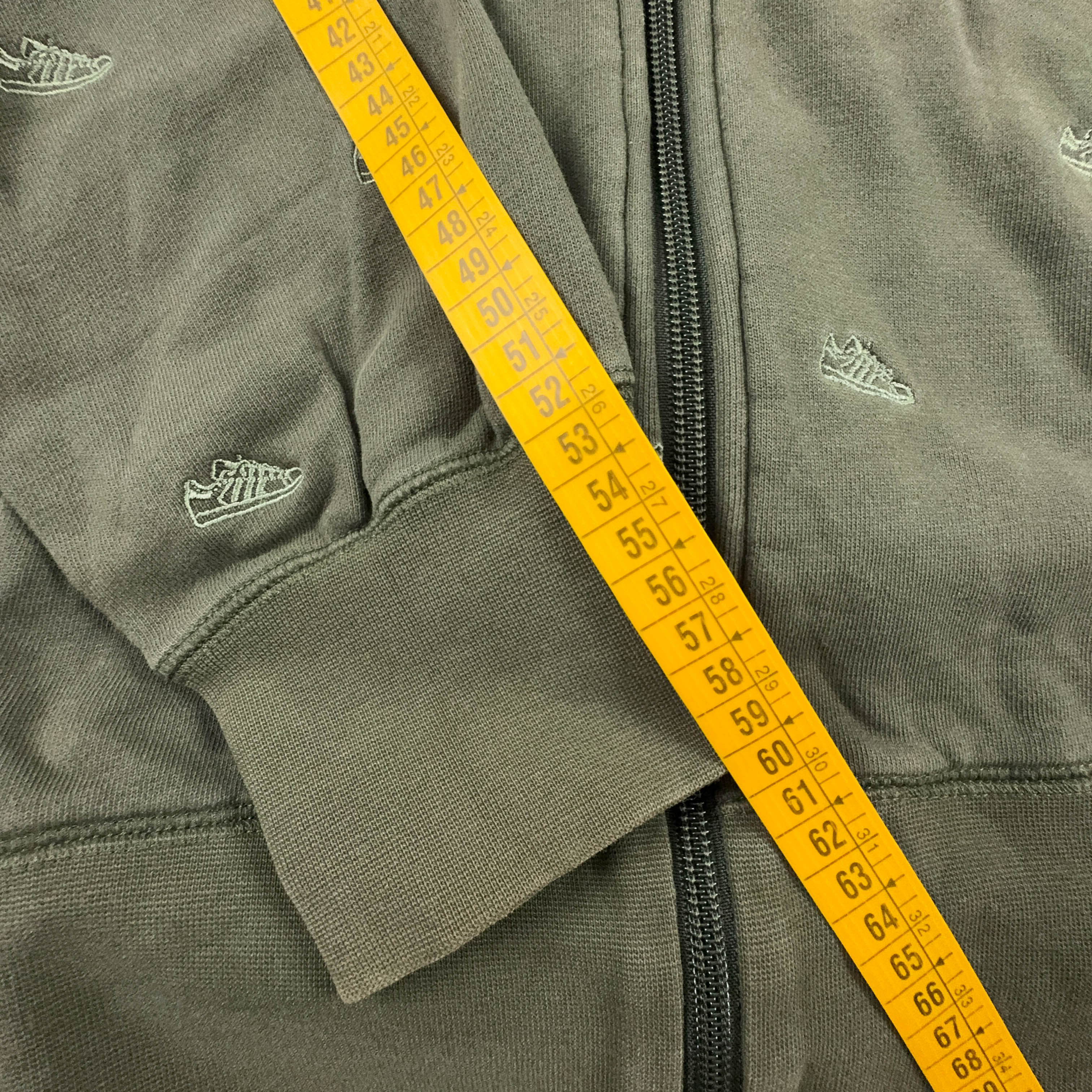 Felpa Adidas Vintage verde cachi con zip e cappuccio e ricami anni 2000 - Taglia 50 uomo