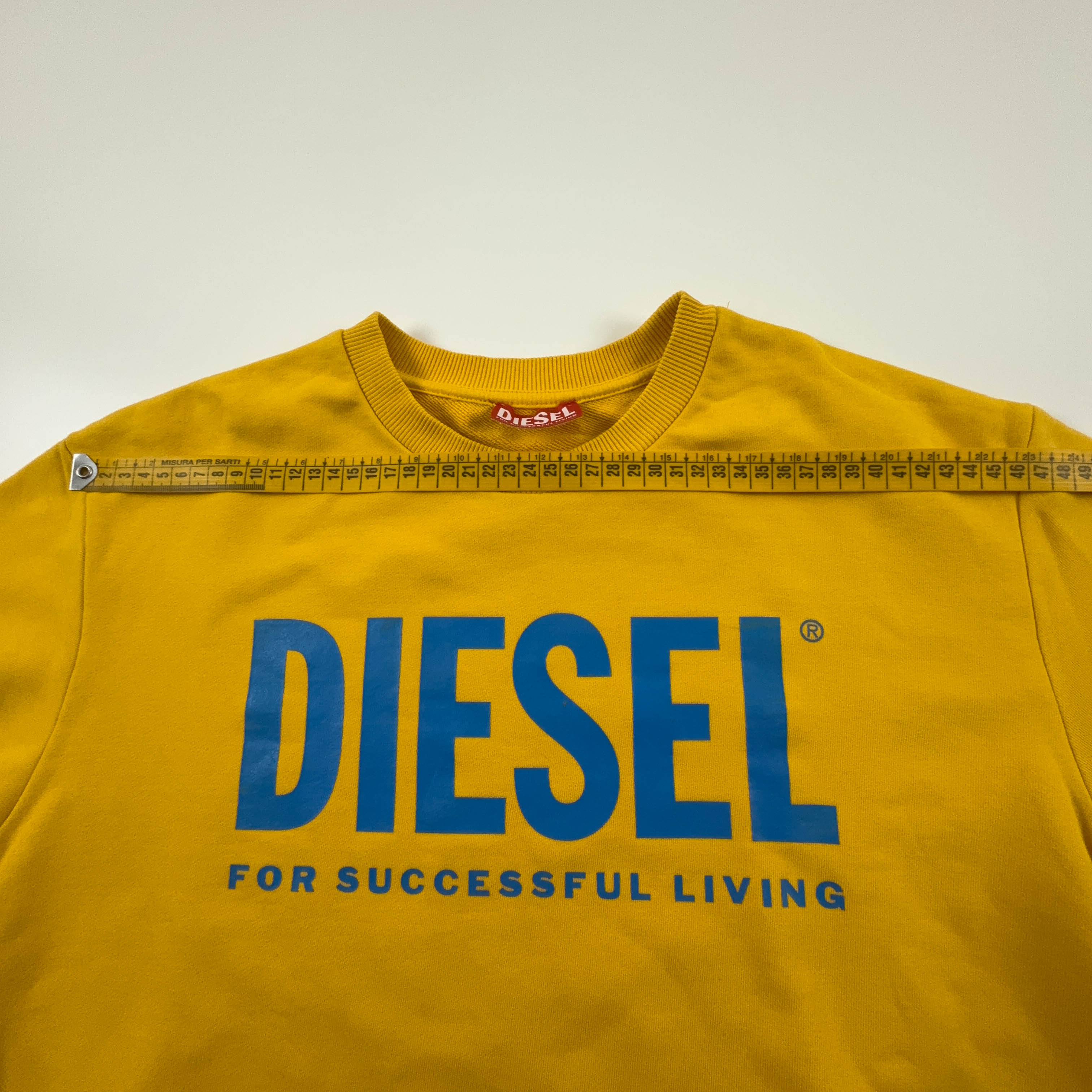 Felpa Diesel giallo ocra a girocollo in cotone - Taglia 16 uomo