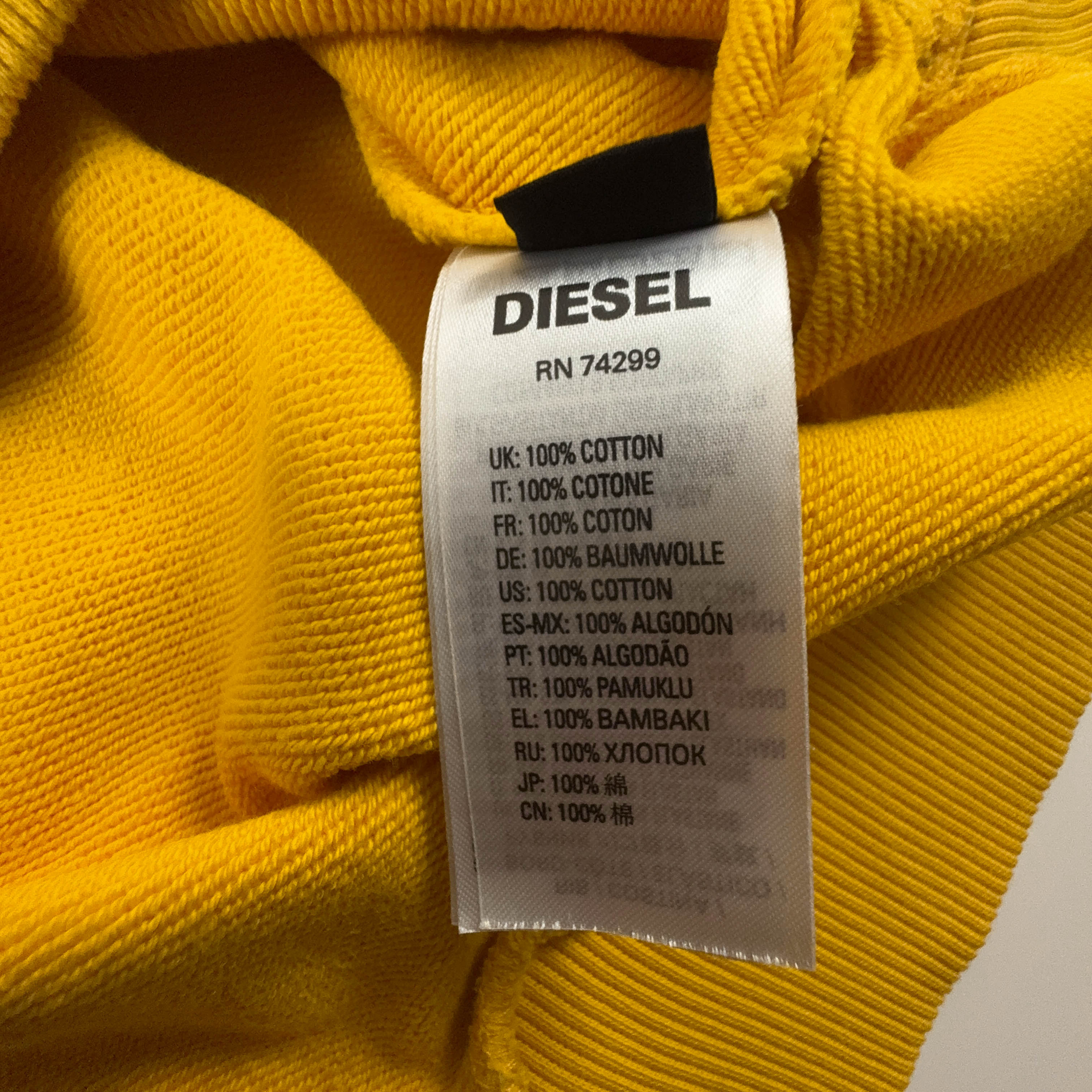 Felpa Diesel giallo ocra a girocollo in cotone - Taglia 16 uomo