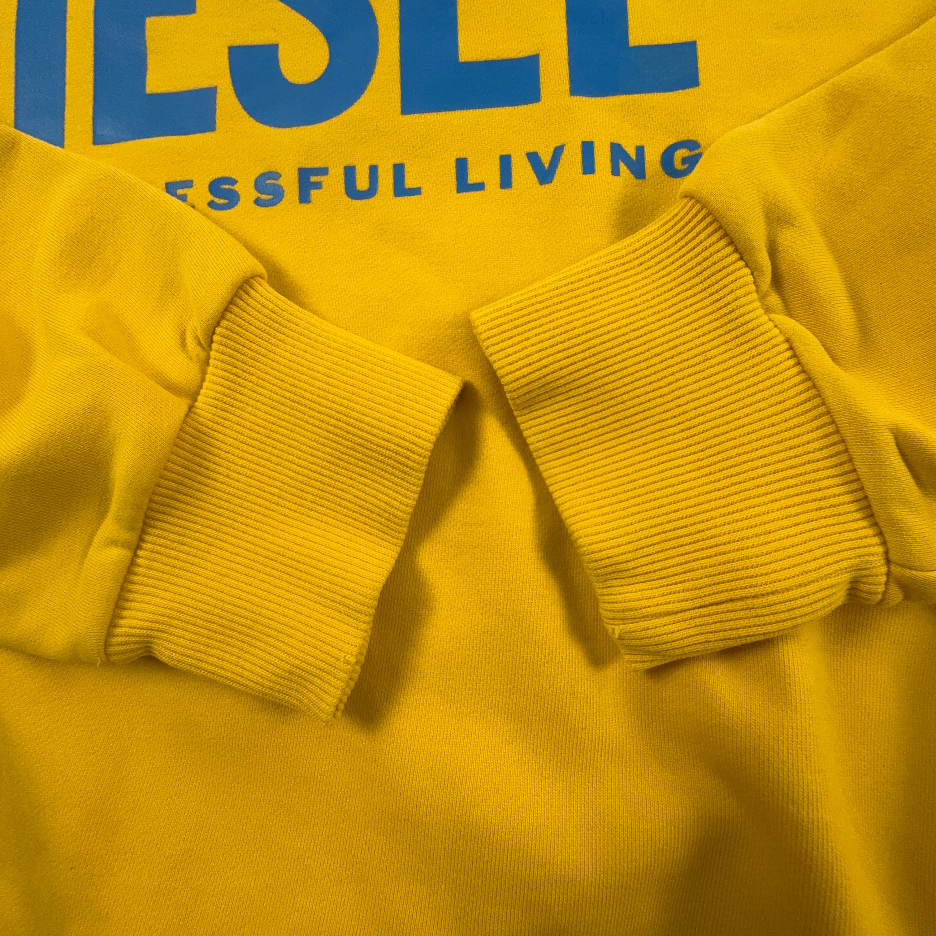 Felpa Diesel giallo ocra a girocollo in cotone - Taglia 16 uomo