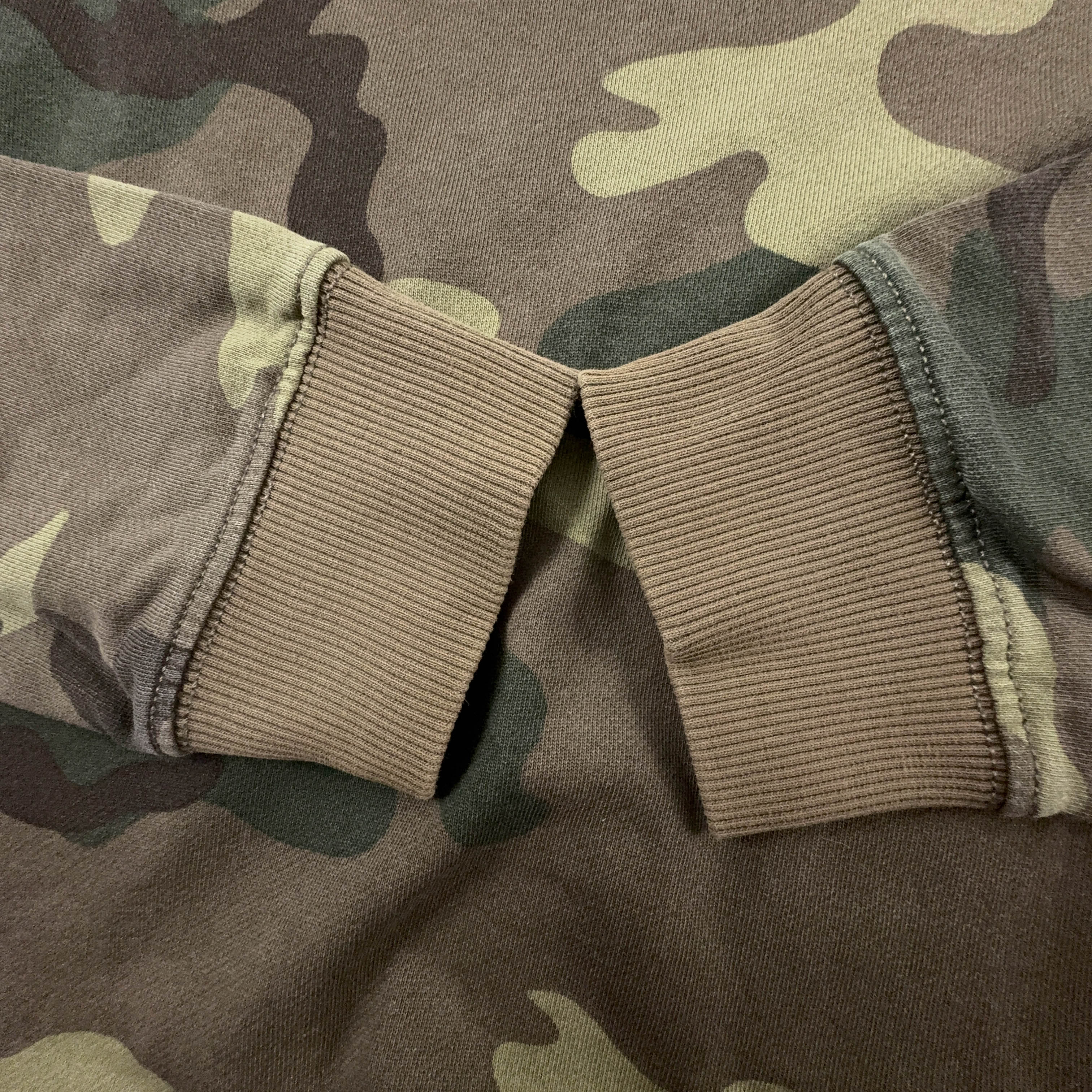 Felpa Napapijri marrone e verde a girocollo con fantasia militare - Taglia S/M uomo