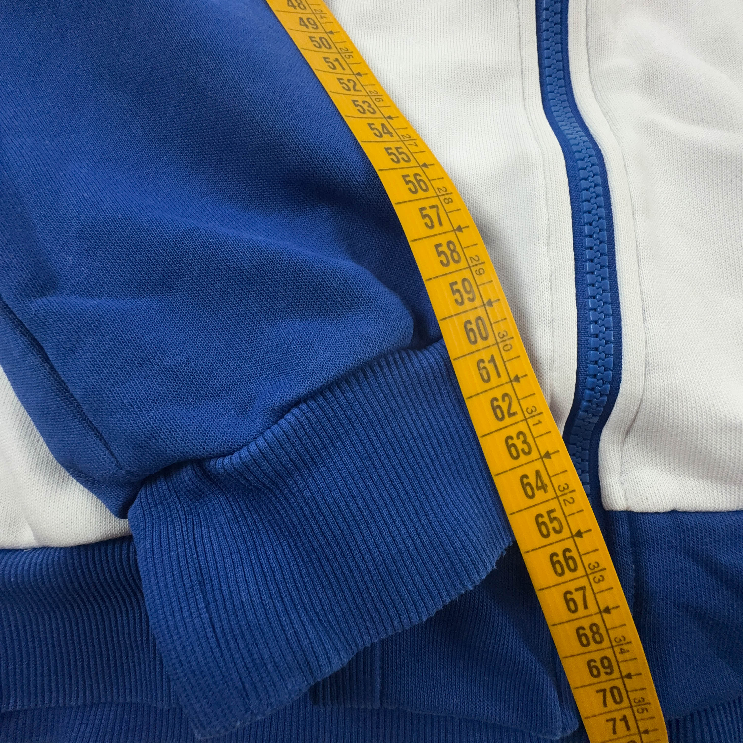 Felpa Adidas GBR bianca e blu con zip 60% cotone - Taglia L/XL uomo