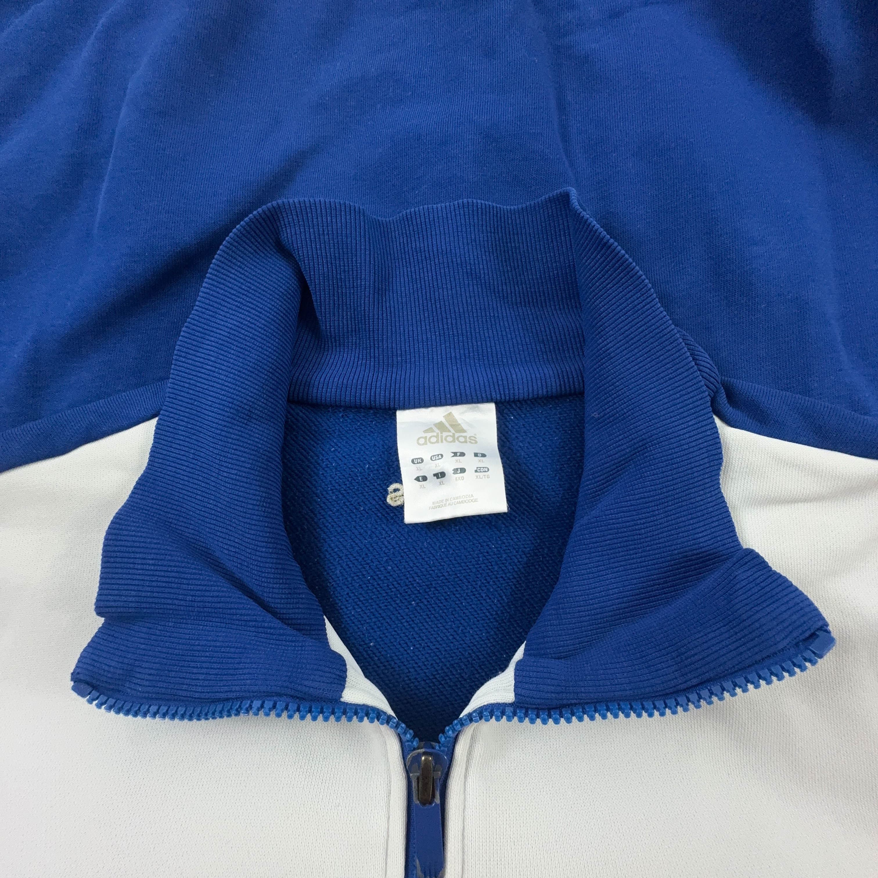 Felpa Adidas GBR bianca e blu con zip 60% cotone - Taglia L/XL uomo