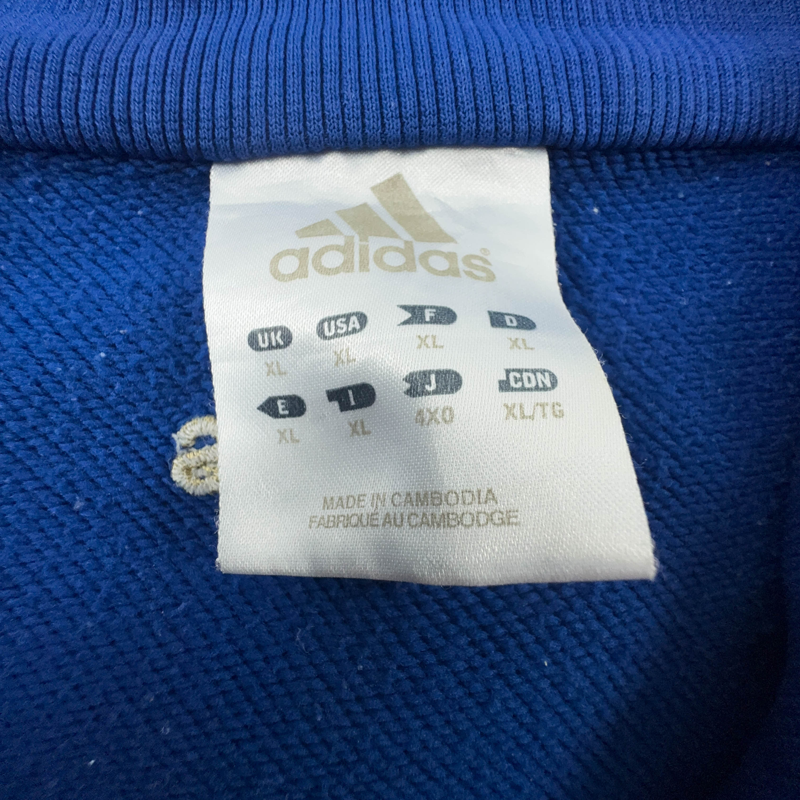 Felpa Adidas GBR bianca e blu con zip 60% cotone - Taglia L/XL uomo