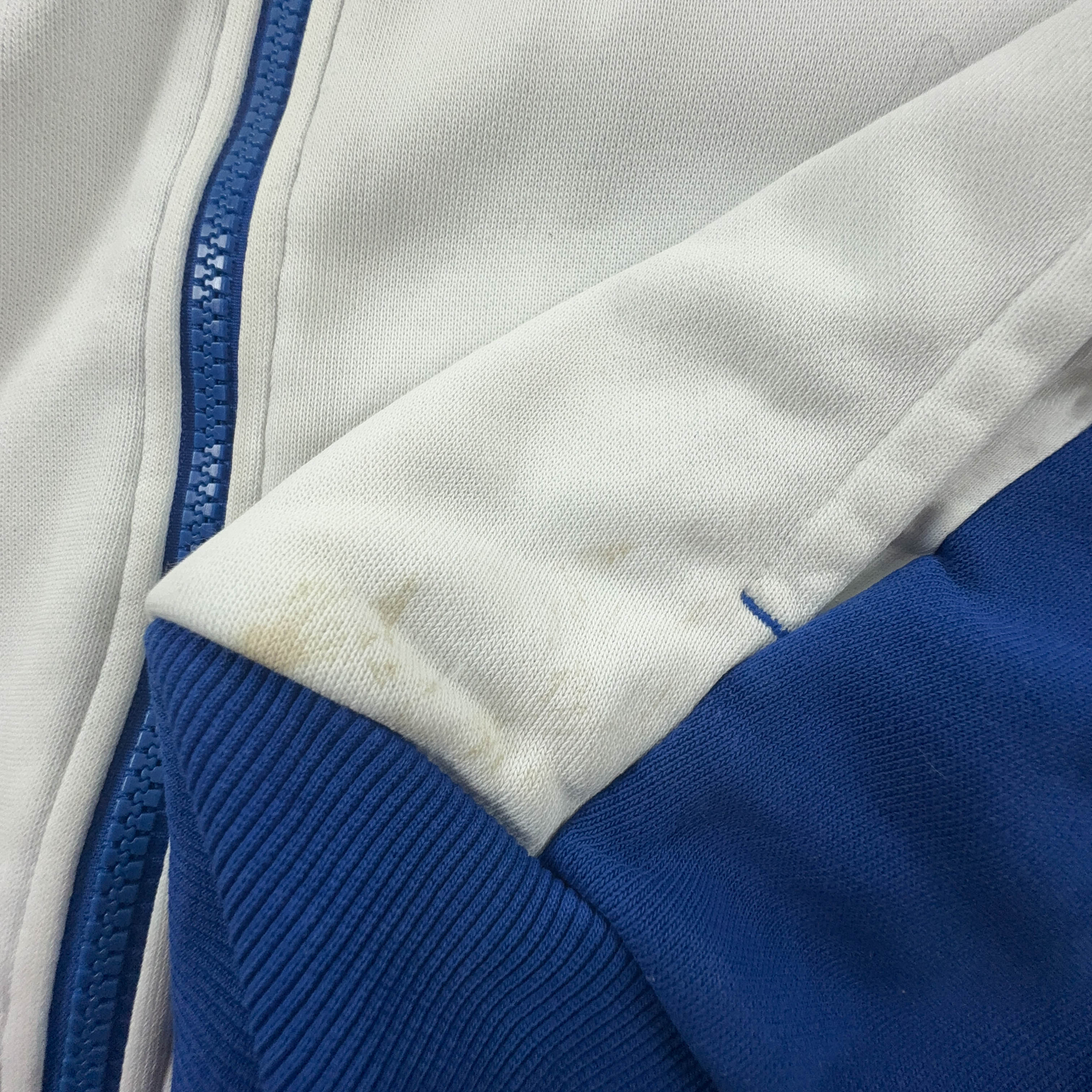 Felpa Adidas GBR bianca e blu con zip 60% cotone - Taglia L/XL uomo