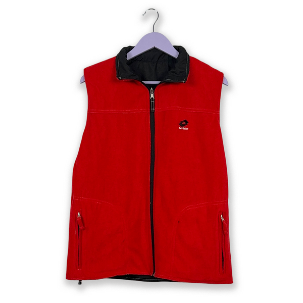 Pile Lotto smanicato Vintage Double Face rosso e nero con zip - Taglia S/M uomo